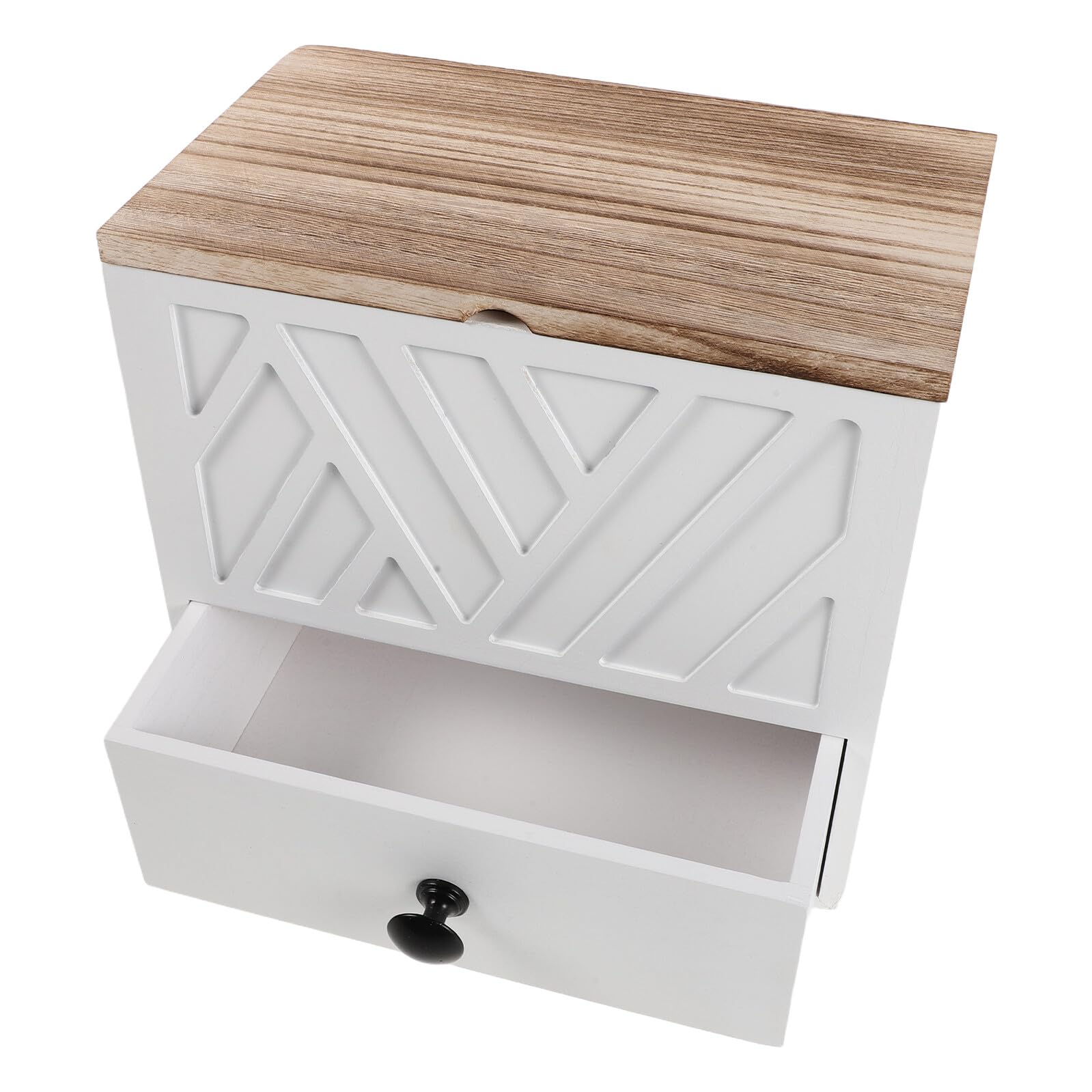 Damenhygiene Aufbewahrungsbox mit Schublade, Doppellagig | Weiß, für Badezimmer und Waschtisch, Elegante Holzmaserung, Minimalistisches Design, Praktische Entnahme