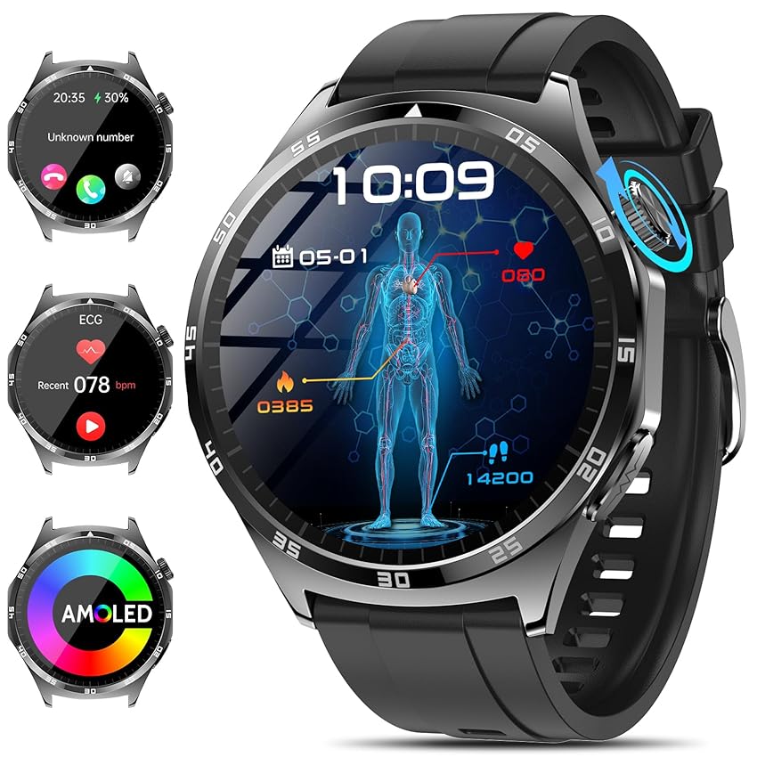 2025 Nuovo Smartwatch Uomo ECG/HRV/Lipidi/Acido Urico/BMI/Sonno,1.43