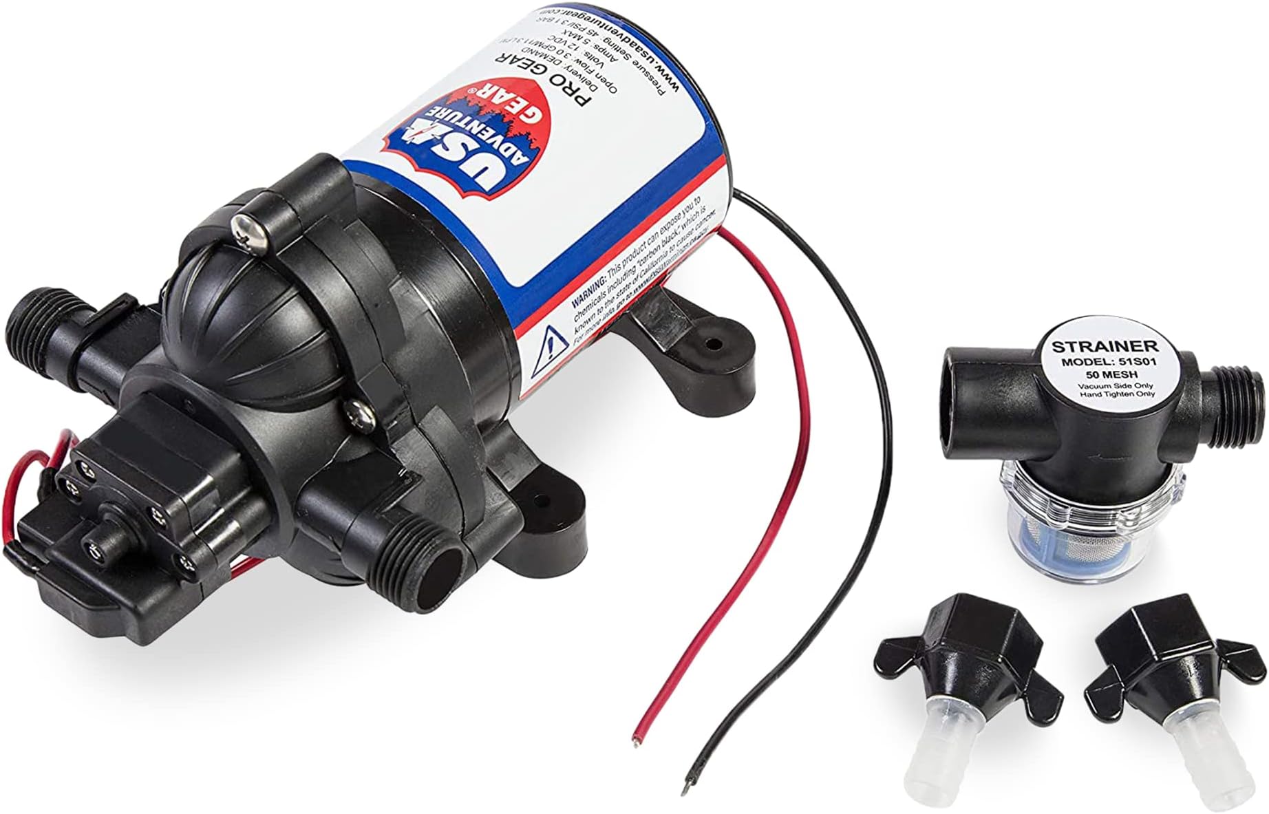 3200 RV Water Pump | High Pressure Strong Flow | Quiet Operation | Professional Grade Heavy Duty Construction | 3.2GPM 55PSI 12V DC 8A | Assembled in the USA Black