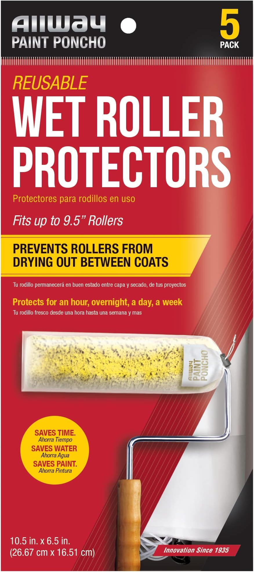 Paint Poncho Wet Roller/Paint Brush Covers 5 Pack Fits up to 9" Roller
