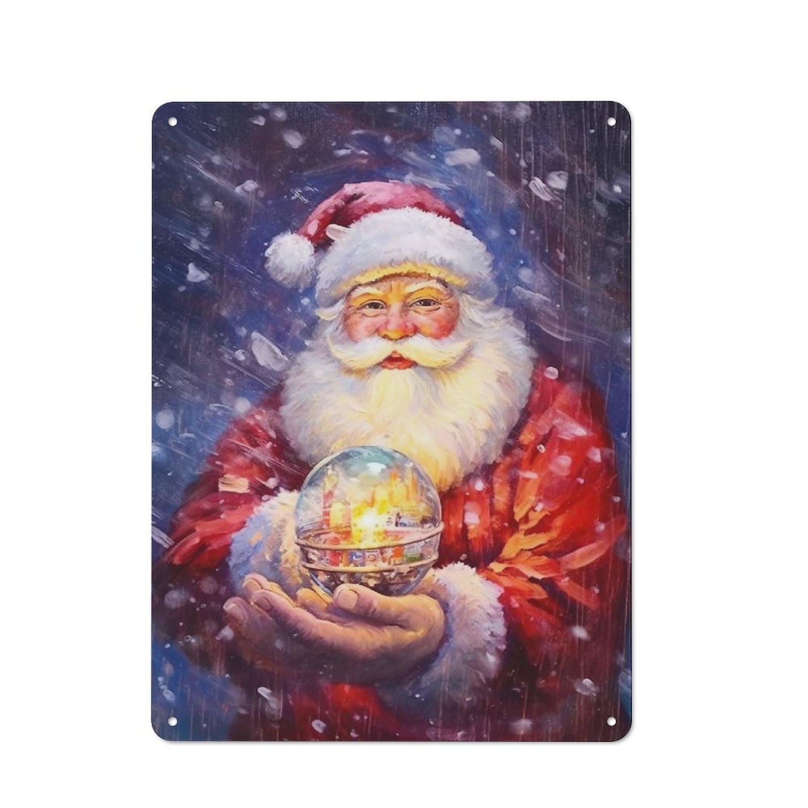 Junmoney Crystalball Santa Rustic Metal Sign 40X30cm For Lounge Or Reading Corner, For Reading Corner Decorators