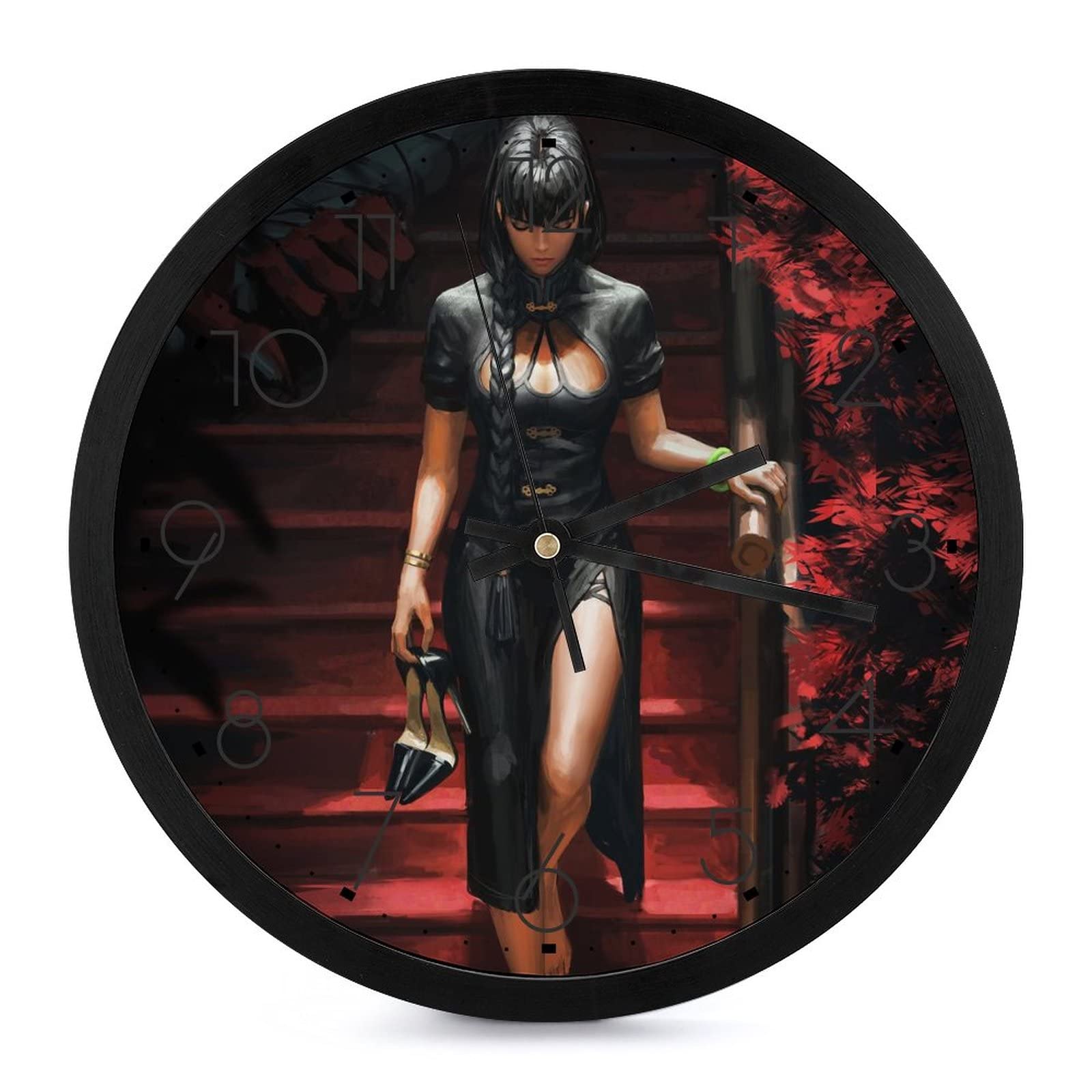 Horloge murale ronde robe noire déco salon, l'idée cadeau design idéale