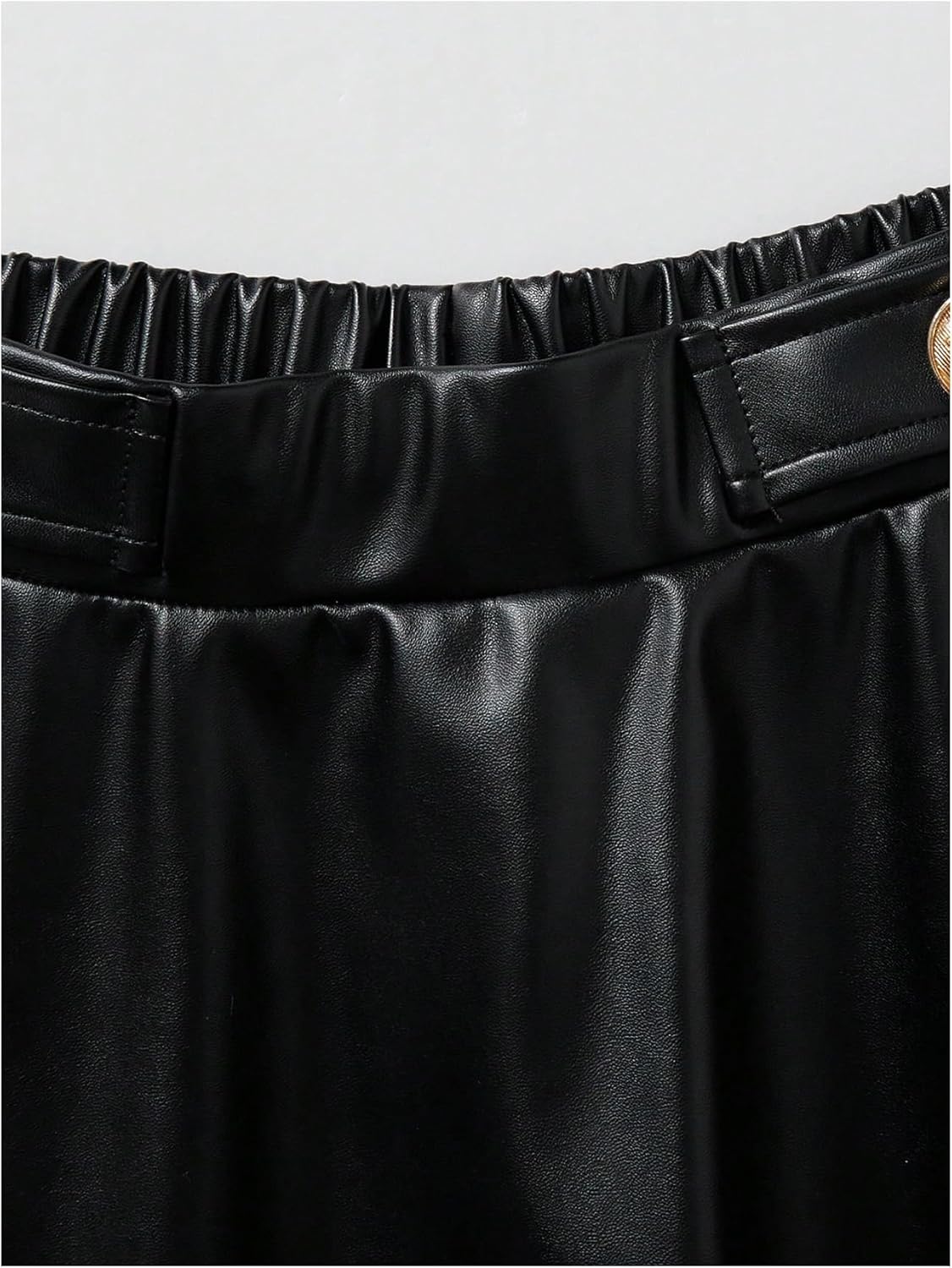SweatyRocks Girl's Pu Leather Skirt A Line Button Front High Waisted Flared Mini Skirts - Image 4