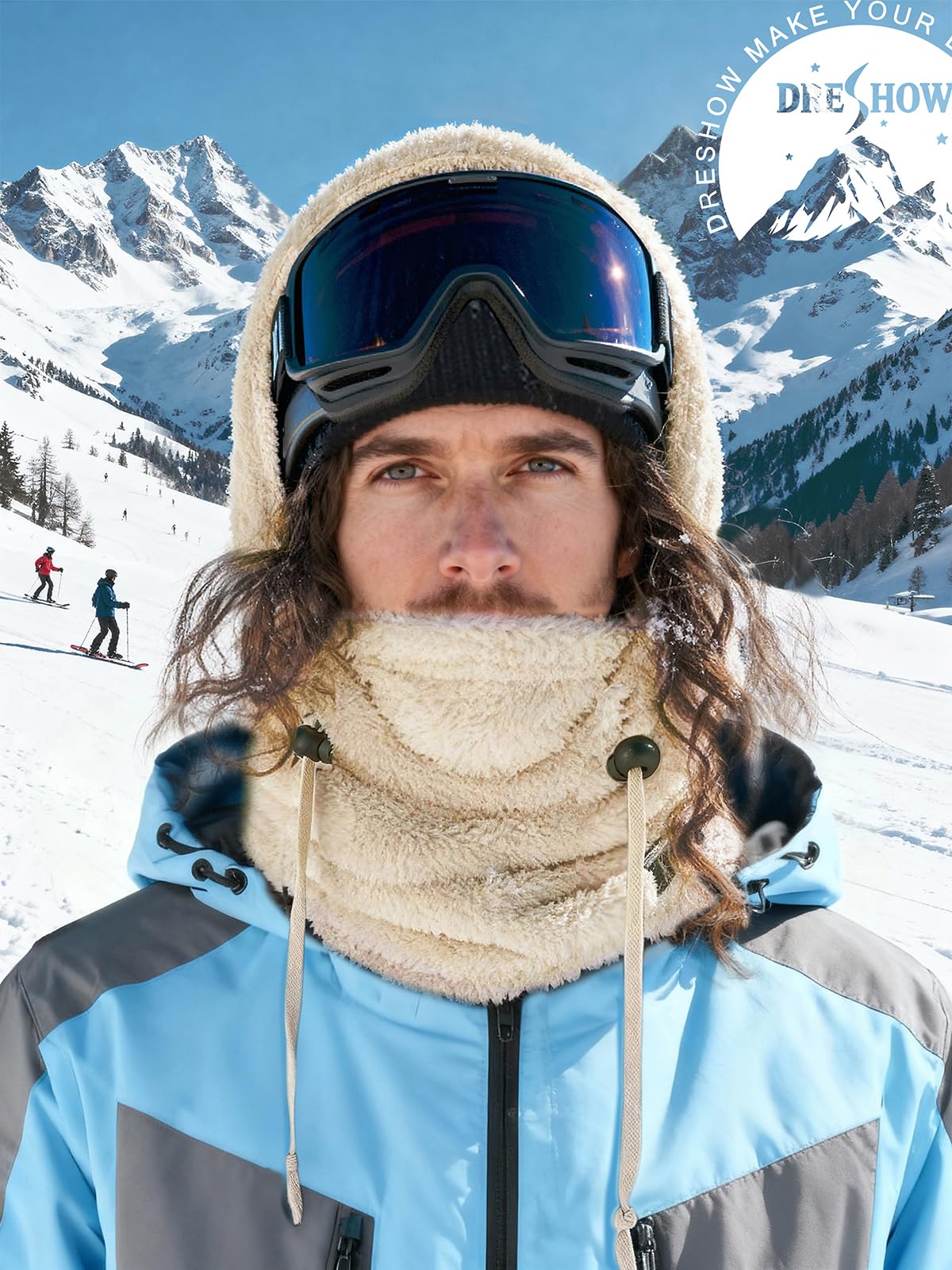 DRESHOW Pasamontañas Térmico Forro Polar Cálido Máscara Facial Calentador Cuello Deportes Clima Frío