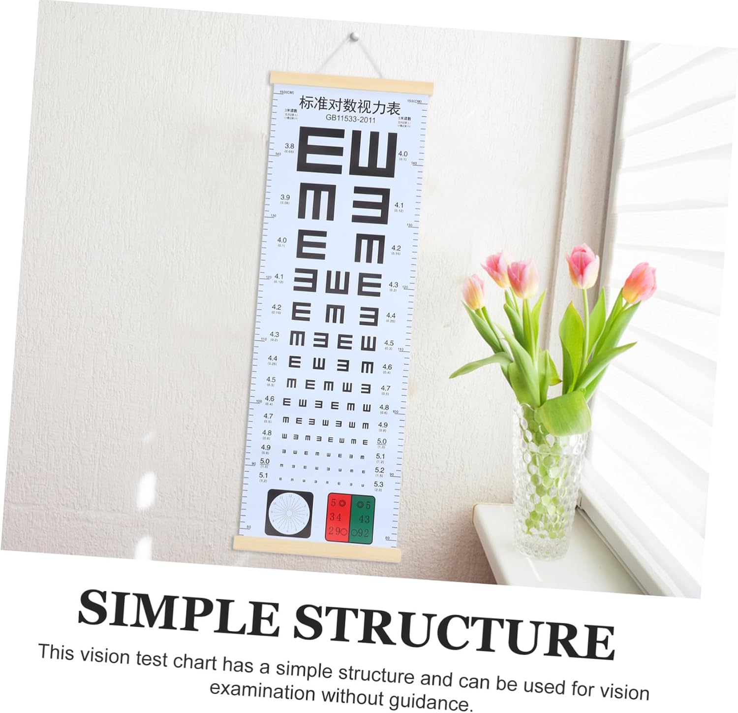 3-Piece Portable Eye Chart Set for Home Use E Chart Testing Equipment for Adults and Boys and Girls