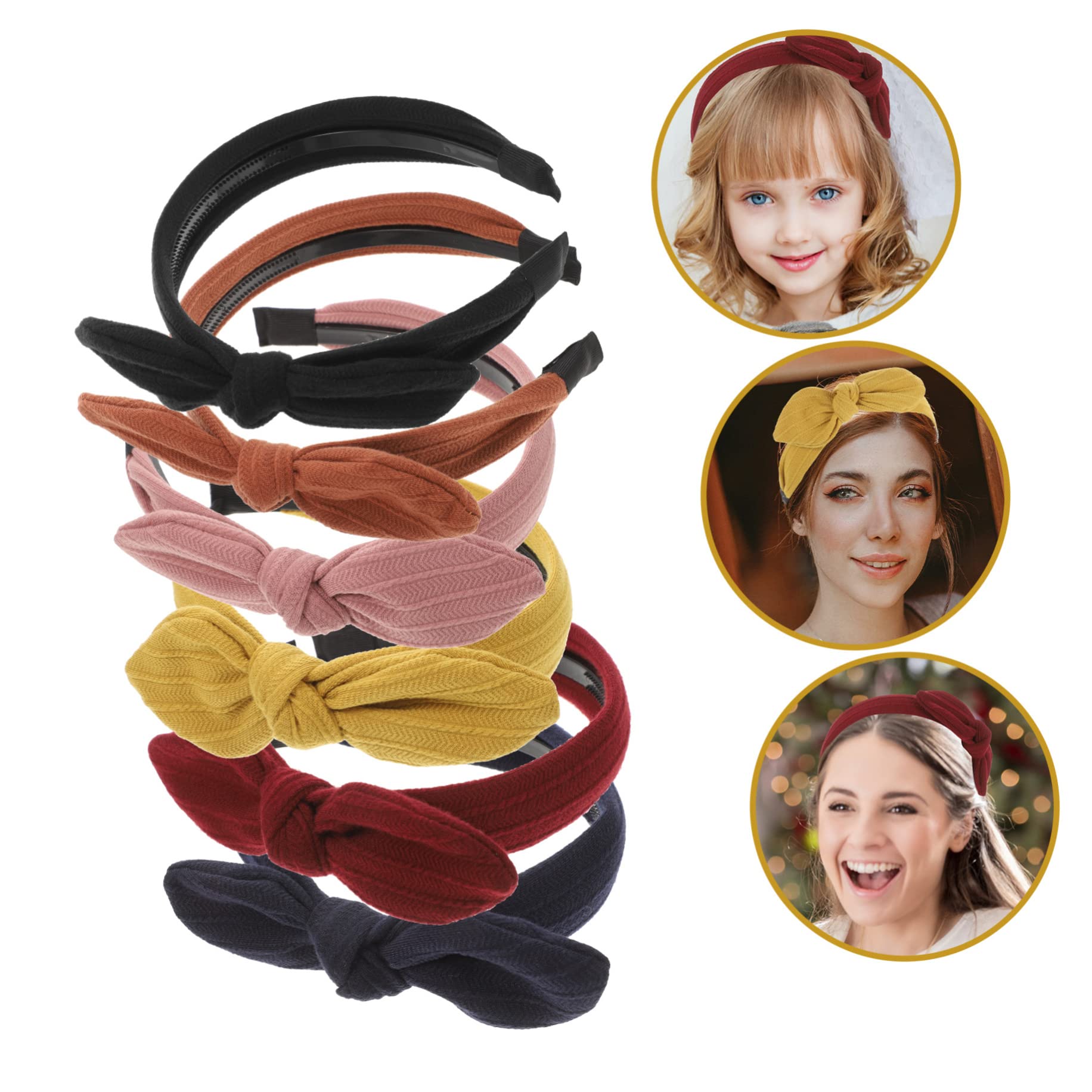 Diadema Lazo para Mujer, 6 Piezas, Tela, Tocado de Moda | Flexible y Ligera, Cómoda de Llevar, para Fiesta y Uso Diario, Estilo Elegante, Paquete de 6