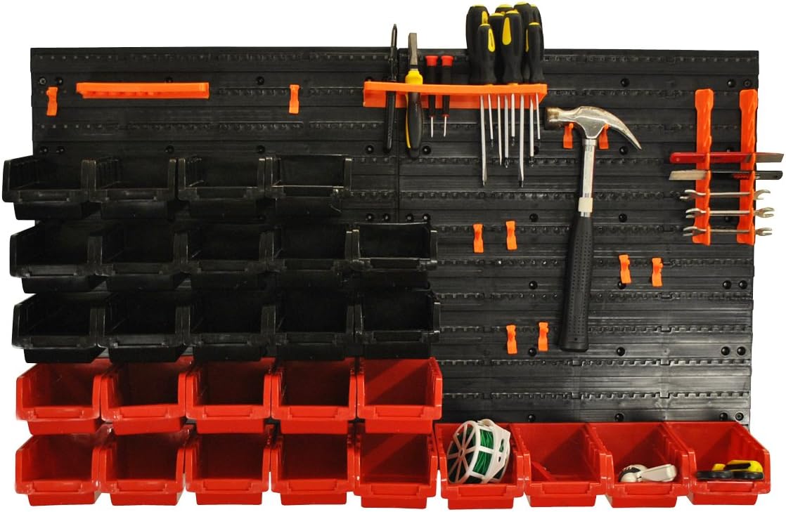 Selections 44 pcs Wall Mount Storage Organiser Bin Panel Rack DIY