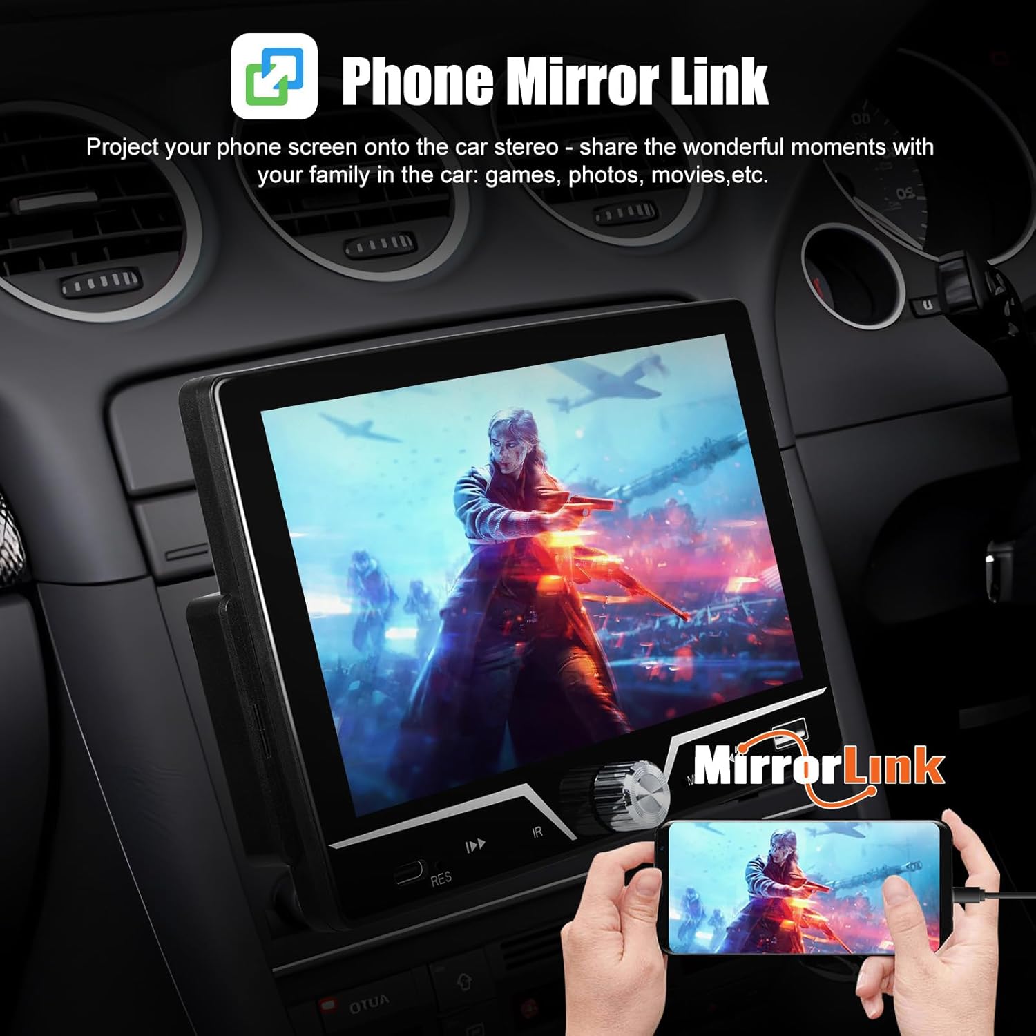 Single Din Car Stereo with Apple Carplay Android Auto, 7 Inch HD Touch Screen Car Radio Support Mirror Link Bluetooth 5.0 FM Type-C USB EQ SWC, Car Play Audio Receivers Headunit