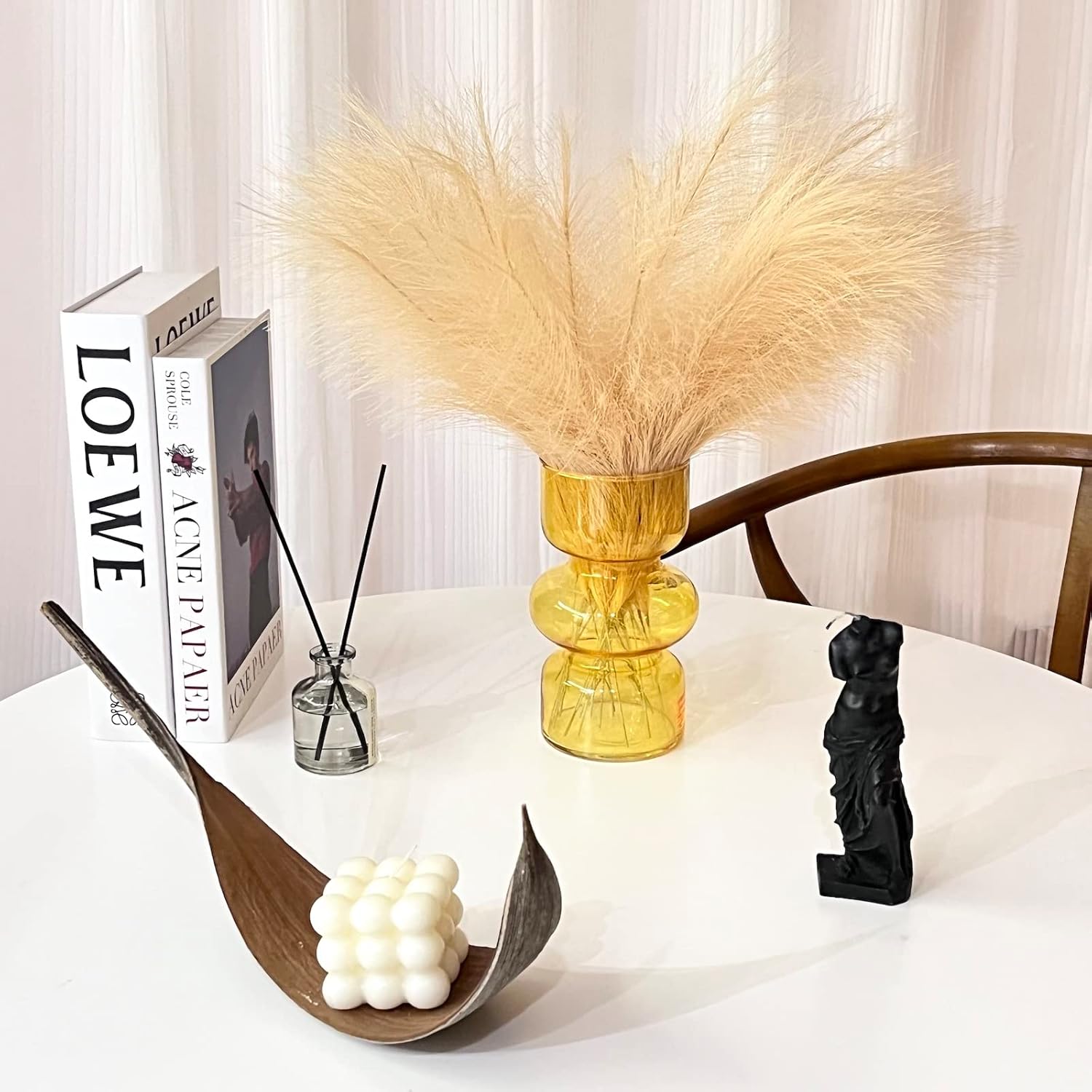 BLOFLO Orange Transparent Glass Hydroponic Vase, 7Inches Colored Glass Vase for Flower, Modern Geometric Three-Layer Floral Vases for Home Office Wedding Table Décor (Orange) - Image 2