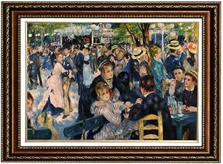 ELITEART- Bal du moulin de la Galette By Pierre-Auguste Renoir Oil Painting Reproduction Giclee Wall Art Canvas Prints-Framed size:26"x 36"