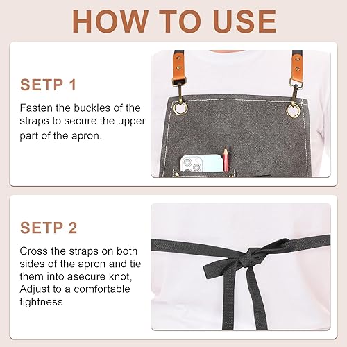 Miniatura 6 de Delantal de herramientas multifuncional para hombre, delantal de lona con múltiples bolsillos, carpintería, mecánico, herrero, delantal de trabajo