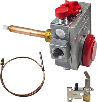 110-326 Gas Water Heater Valve,Natural Gas Water Heater Thermostat, Water Heater Replacement Parts Gas Control Valve with 3.8" Shank, 2.2" W.C,Copper Probe Replacement Parts Kit