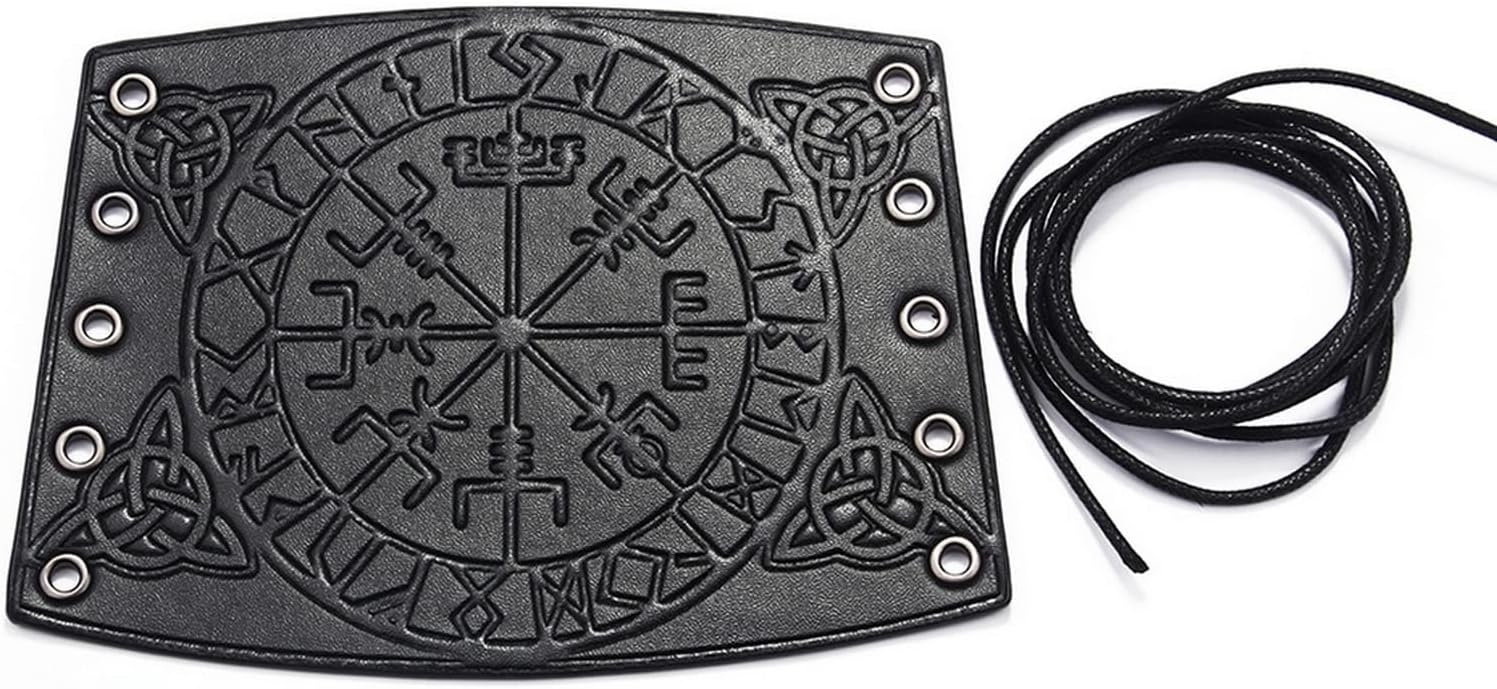 Brassards Vikings En Cuir PU - Protège-bras Médiévaux Avec Motif Vegvisir - Réglables Pour Cosplay Et Fêtes