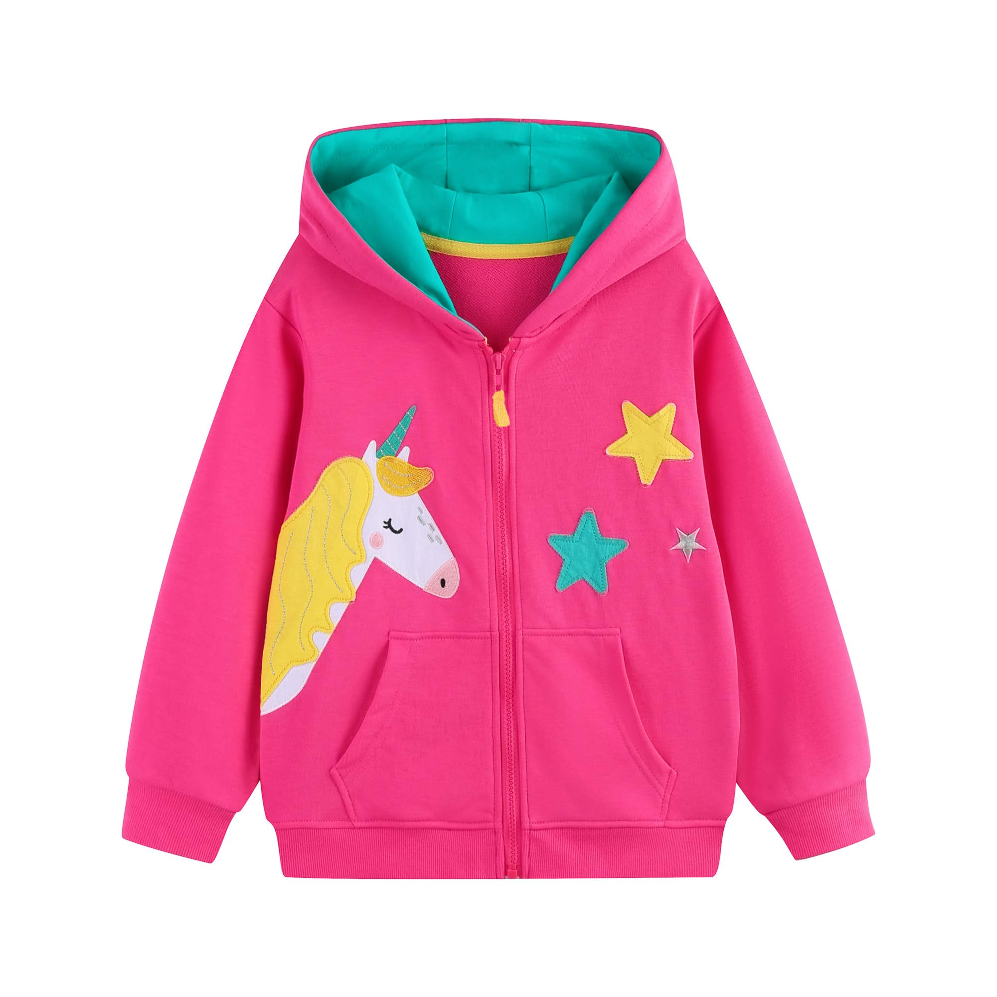 Sudadera con Capucha y Cremallera Niñas Algodón Mangas Largas Casual Chaqueta Moda Lindo Animal Hoodie Tops con Bolsillos Ropa para Niña de 3 a 8 Años