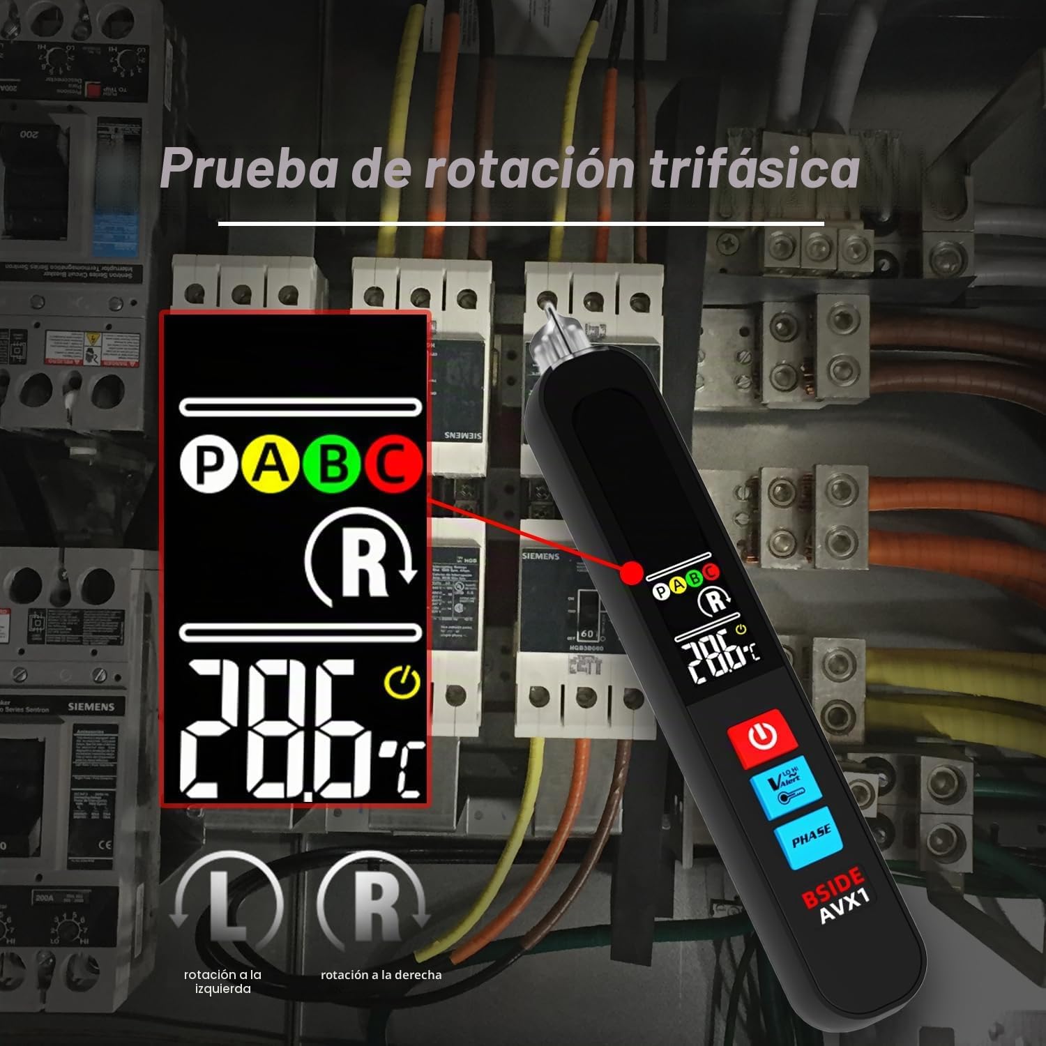 BSIDE Kit Multímetro Digital Probador de Voltaje Multímetro Gráfico 20000 Cuentas y Comprobador de Fase, Tester Electricista para Tensión Corriente Milivoltios AC Pico Capacitancia Diodo Temperatura