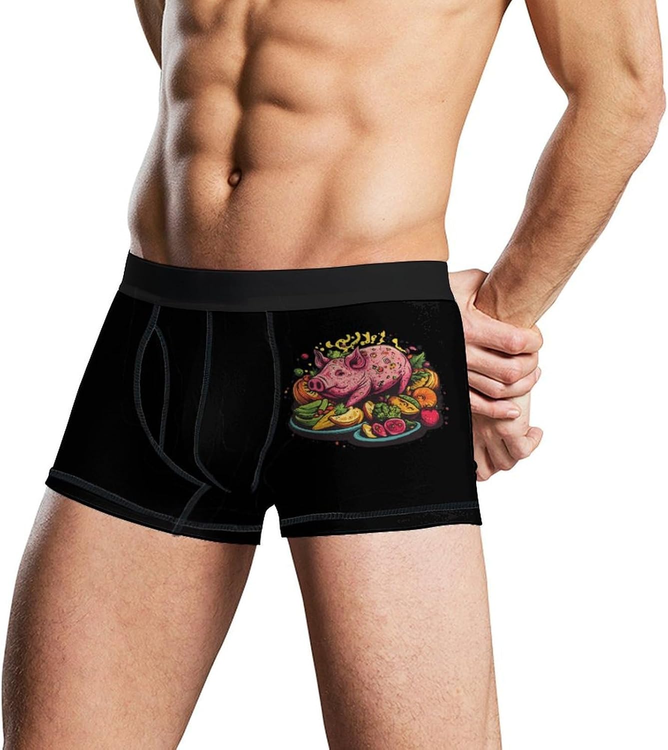 Funny Pigs Roast Mens Underwear Moisture-Wicking Boxer Briefs Breathable Shorts Underpants Trunks