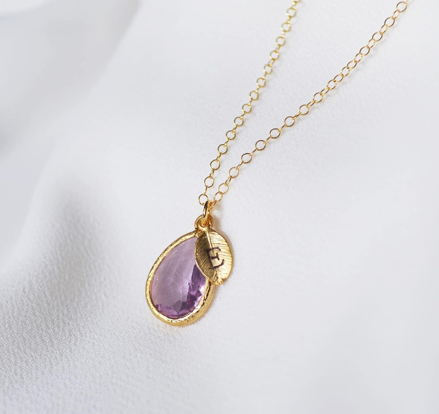 Susabella Personalized, Teardrop Birthstone Necklace, Bridesmaid Necklace, Custom Initial Necklace, Gift for Her