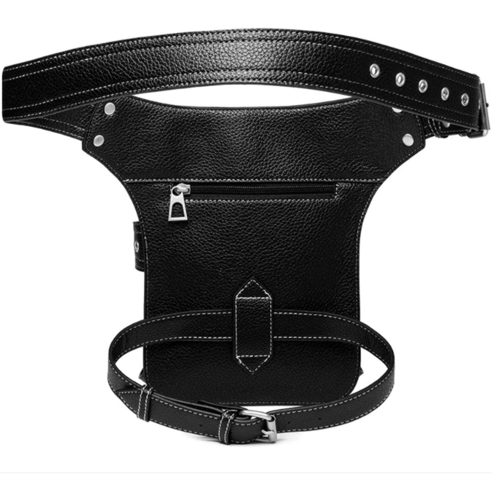 Punk Tactique Jambe Bras Sacs Banane Ville Sport Sac À Bandoulière Faux Cuir Sac Pack Ceinture pour Randonnée Camping Vélo Sport en Plein Air Waist Leg Shoulder Bag Noir (Dragon)