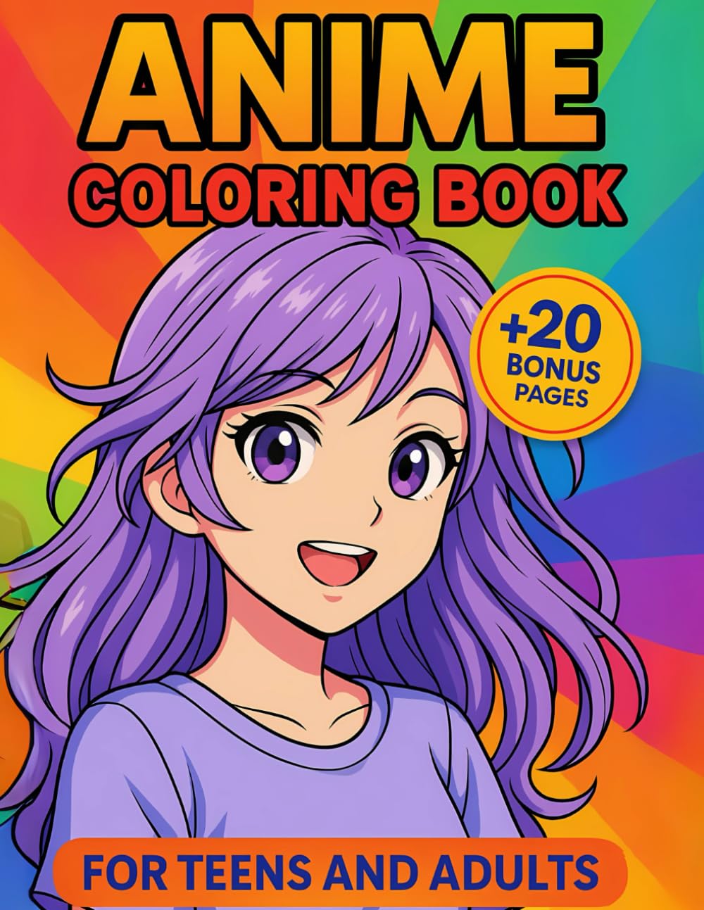 Anime Coloring Book For Teens and Adults: 50 Pages Of Japanese Anime Characters and Scenes - Anime and Manga Art for anime passionate! Color your ... cover (Coloring Books for Adults and Teens)