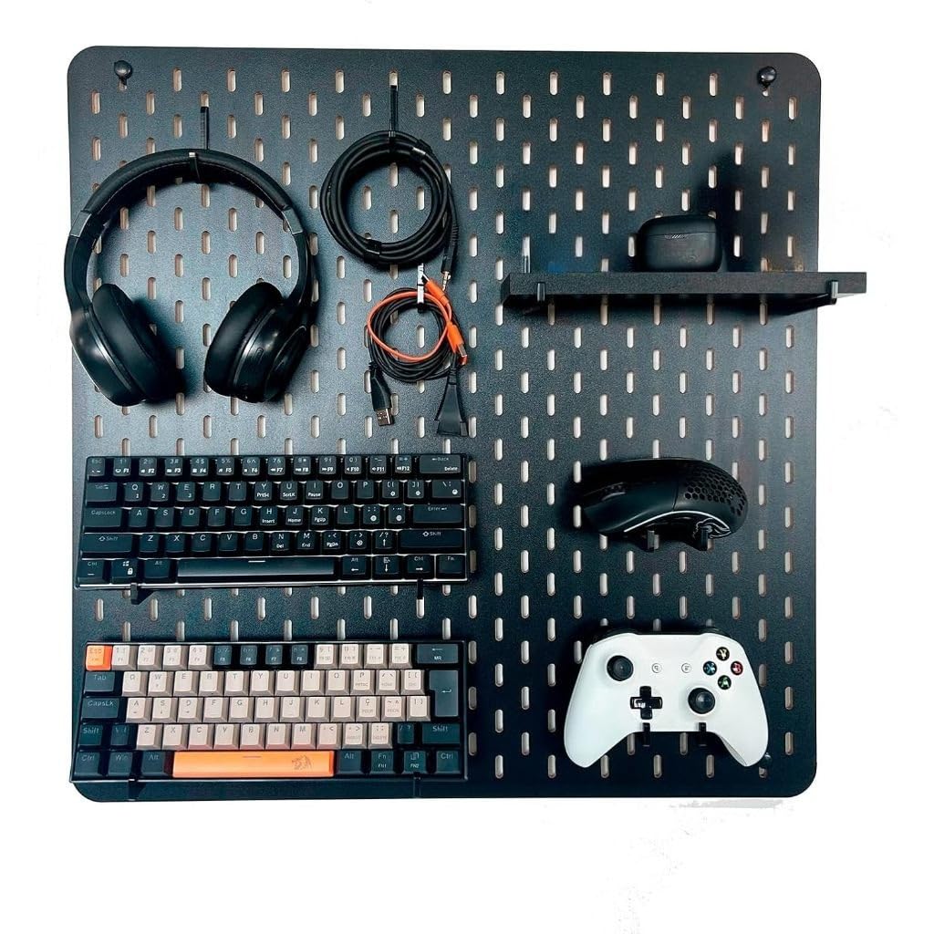 Pegboard Setup Gamer Premium Organizador 59x59cm HOME OFFICE TOP DEMAIS(PRETO)