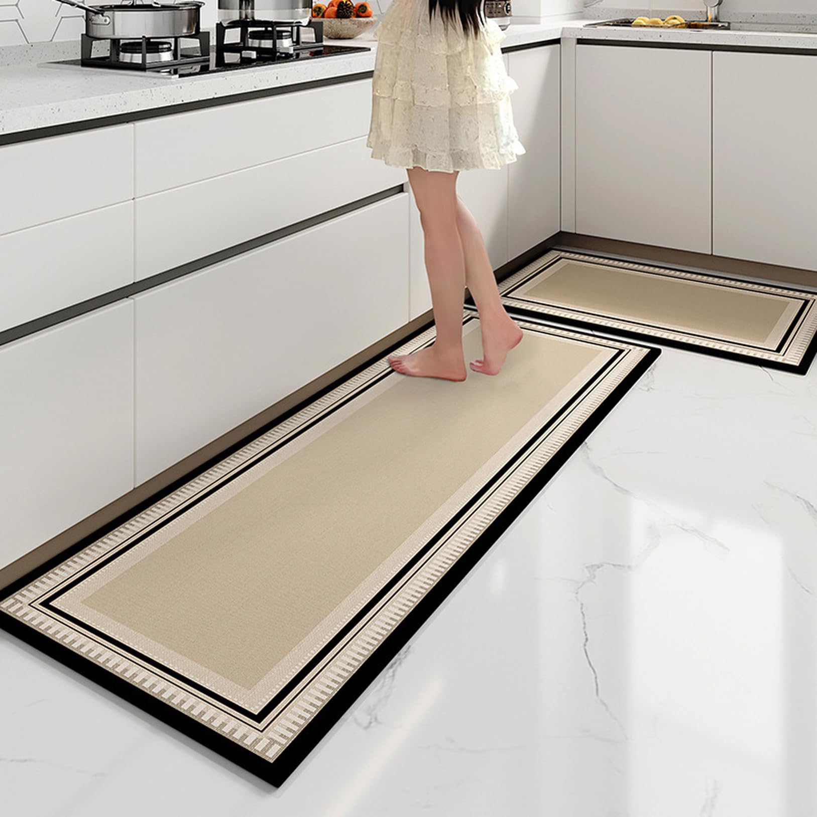 HOG6 120150180 Kitchen Mat, Anti-Slip, No Washing Required, Panda Pattern, Cute, Long Kitchen Mat, PVC, Non-Slip, Water-Repellent, Vinyl Chloride, Anti-Mite, Style 6, Antibacterial, Odor-Resistant, 45*180cm style6