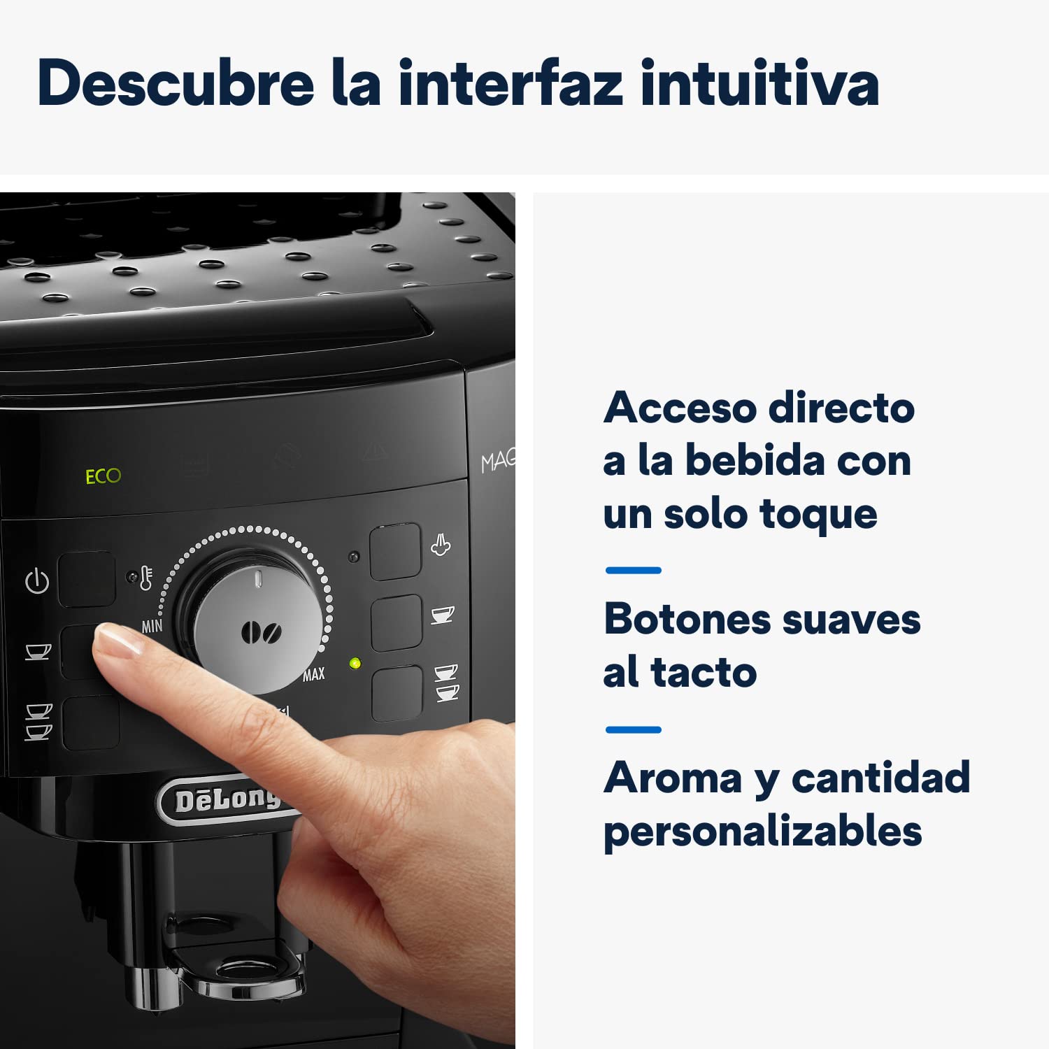 De'Longhi Magnifica S ECAM11.112.B, Cafetera Superautomática con Boquilla para Leche, Cafetera Espresso del Grano a la Taza con 2 Recetas One-Touch, Panel de Control Soft-Touch, 1450W, Negro