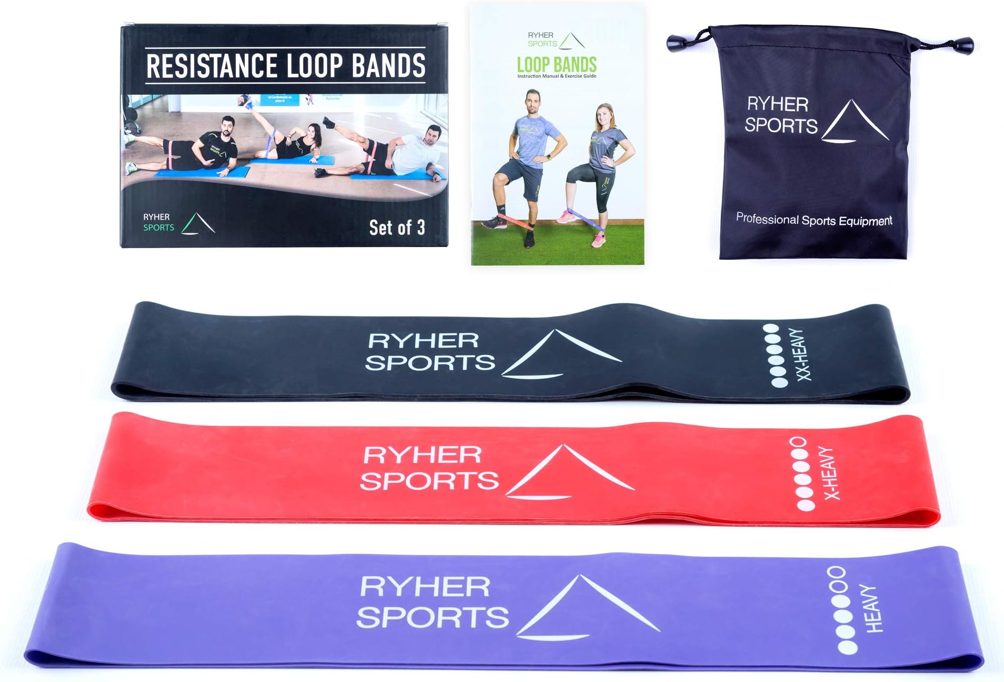 Resistance Bands for legs and glutes - Set of Loop Bands - Exercise bands for Stretching, Physical Therapy, Crossfit and Fitness – Home and gym equipment
