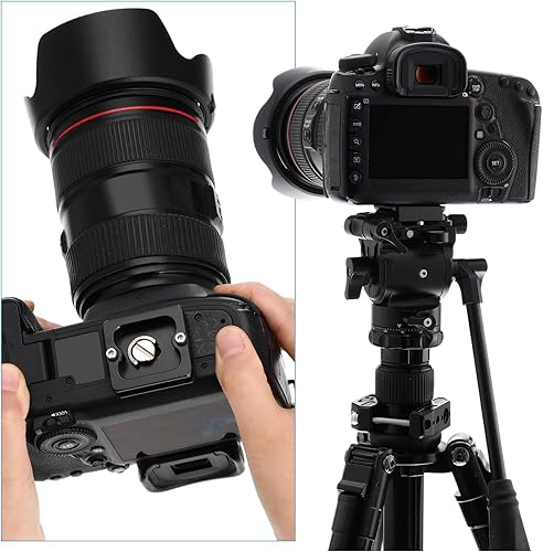 Vista 48 de Frienda 2 piezas de placa de liberación rápida de metal con tornillo de cámara de 1/4 a 20 placa de montaje de trípode se adapta estándar para Negro