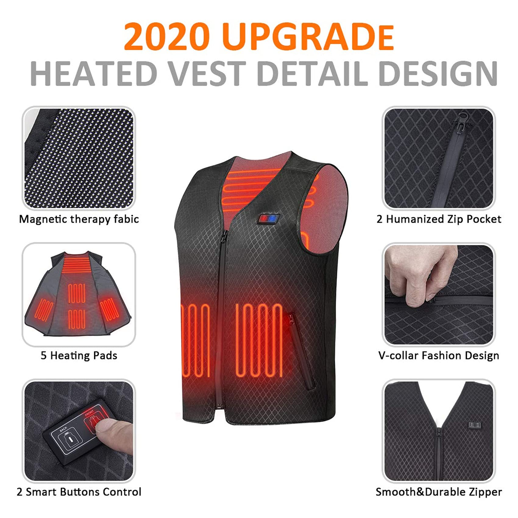 Gilet Termico, Giacca Invernale riscaldante elettrica for Esterni Gilet Elettrico autoriscaldante Protezioni Calde e Calde for la Vita Abbigliamento Termico(XXL)