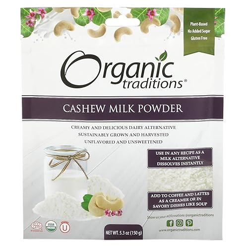 Organic Traditions - Leche de anacardo en polvo de 53 onzas por paquete