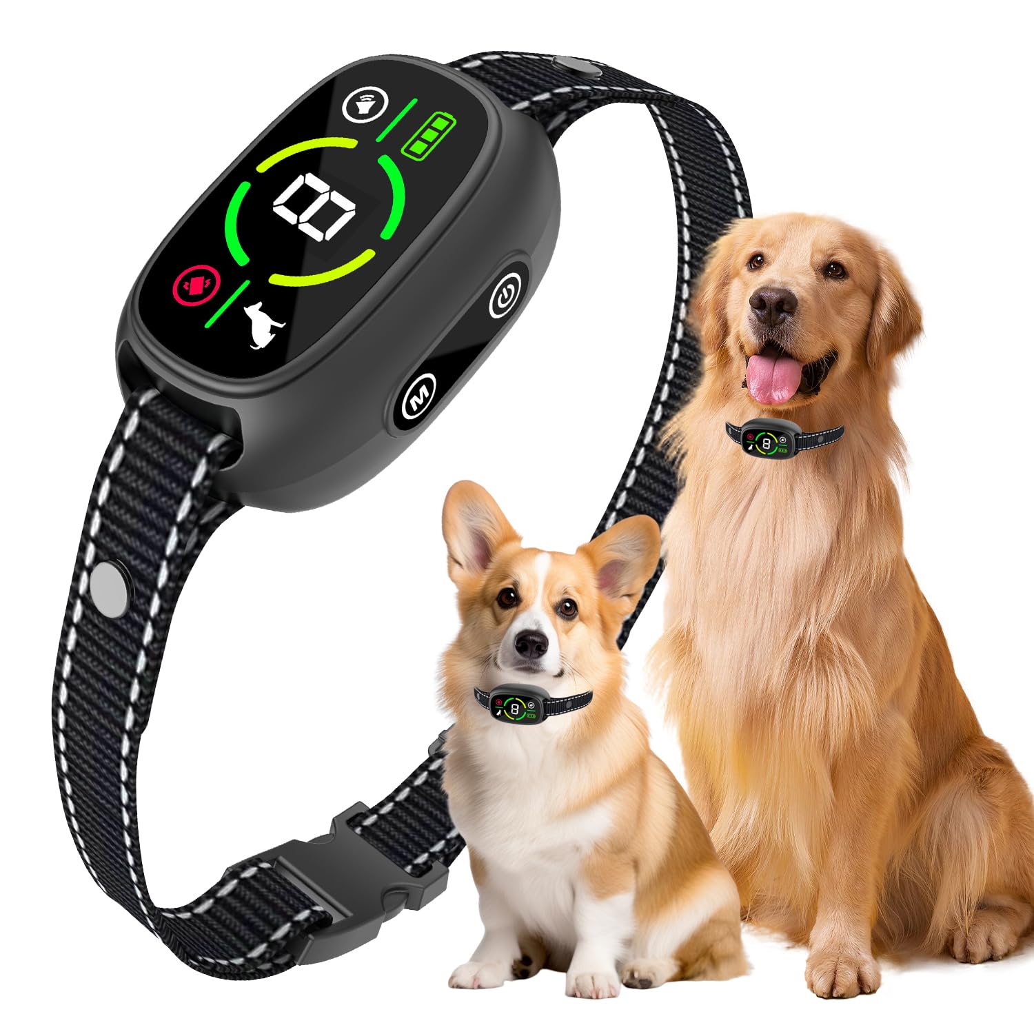 Collar antiladridos para Perro, Ajustable frecuencia antiaboiement pour Chien para Perros Grandes, medianos y pequeños, Perros ultrasonidos Dispositivos antiladridos (Negro)