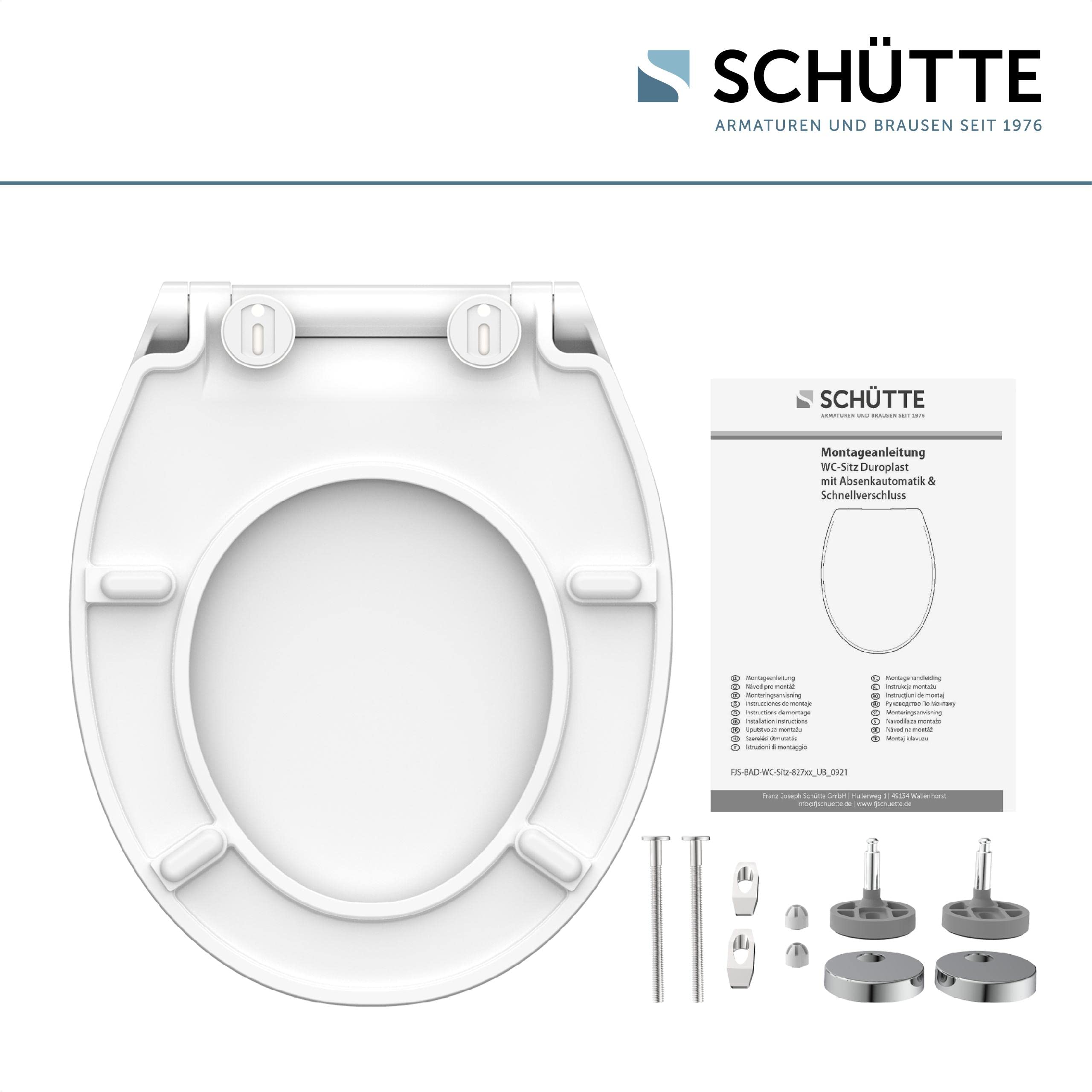 SCHÜTTE 82700 deska sedesowa Duroplast SLIM WHITE, deska sedesowa wolnoopadająca i szybkim zapięciem do łatwego czyszczenia, wyjątkowo płaski kształt, maksymalne obciążenie 150 kg, biała