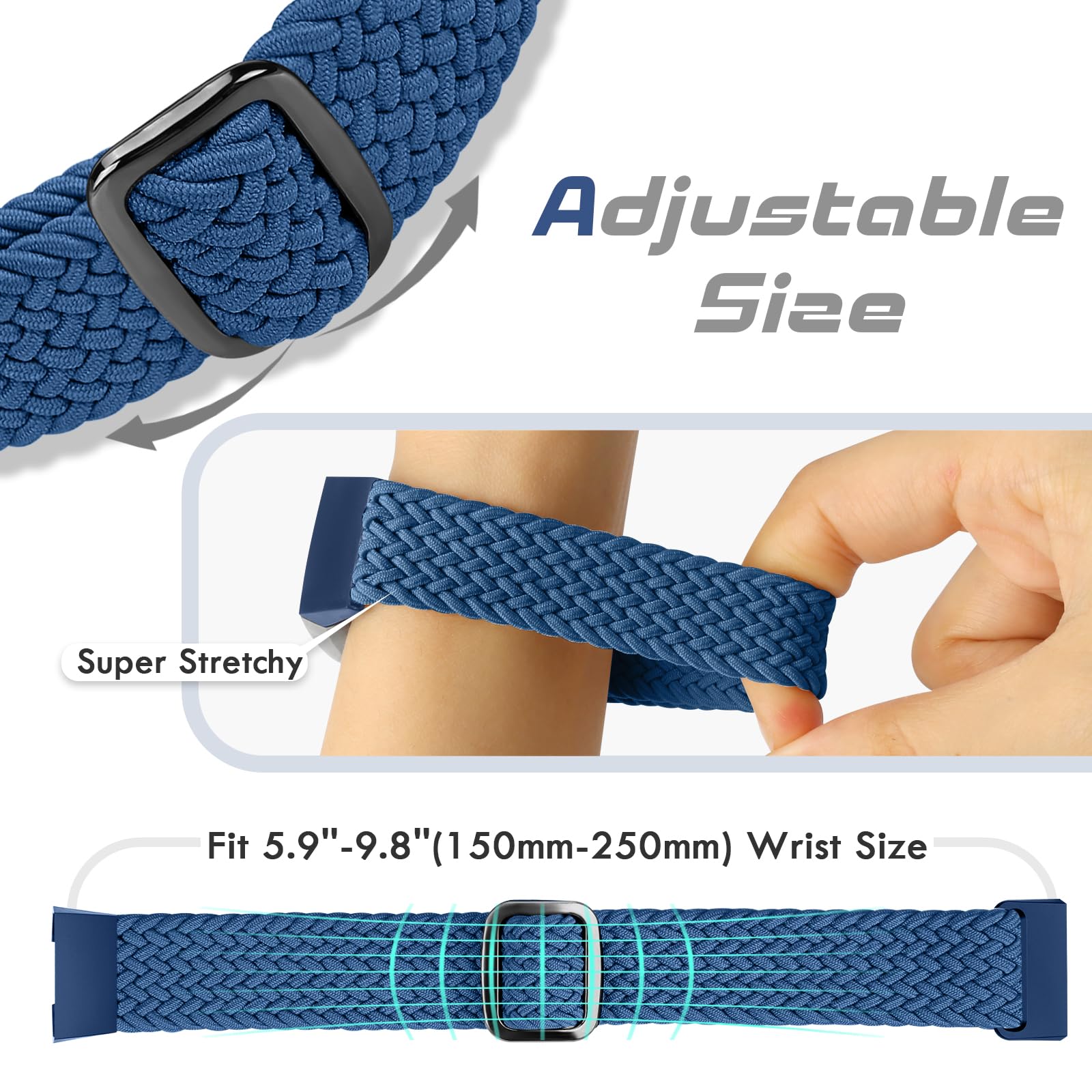 Bcuckood Braided Strap Compatible with Fitbit Charge 4/Charge 3 Straps for Women Men Adjustable Elastic Sport Soft Nylon Replacement Wristband for Fitbit Charge 4/Charge 3/SE - Image 3