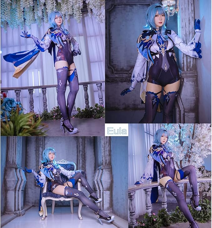 Eula Cosplay Costume Game Genshin Impact Outfits Full Set Halloween Uniform For Women Clothing Amazon Com