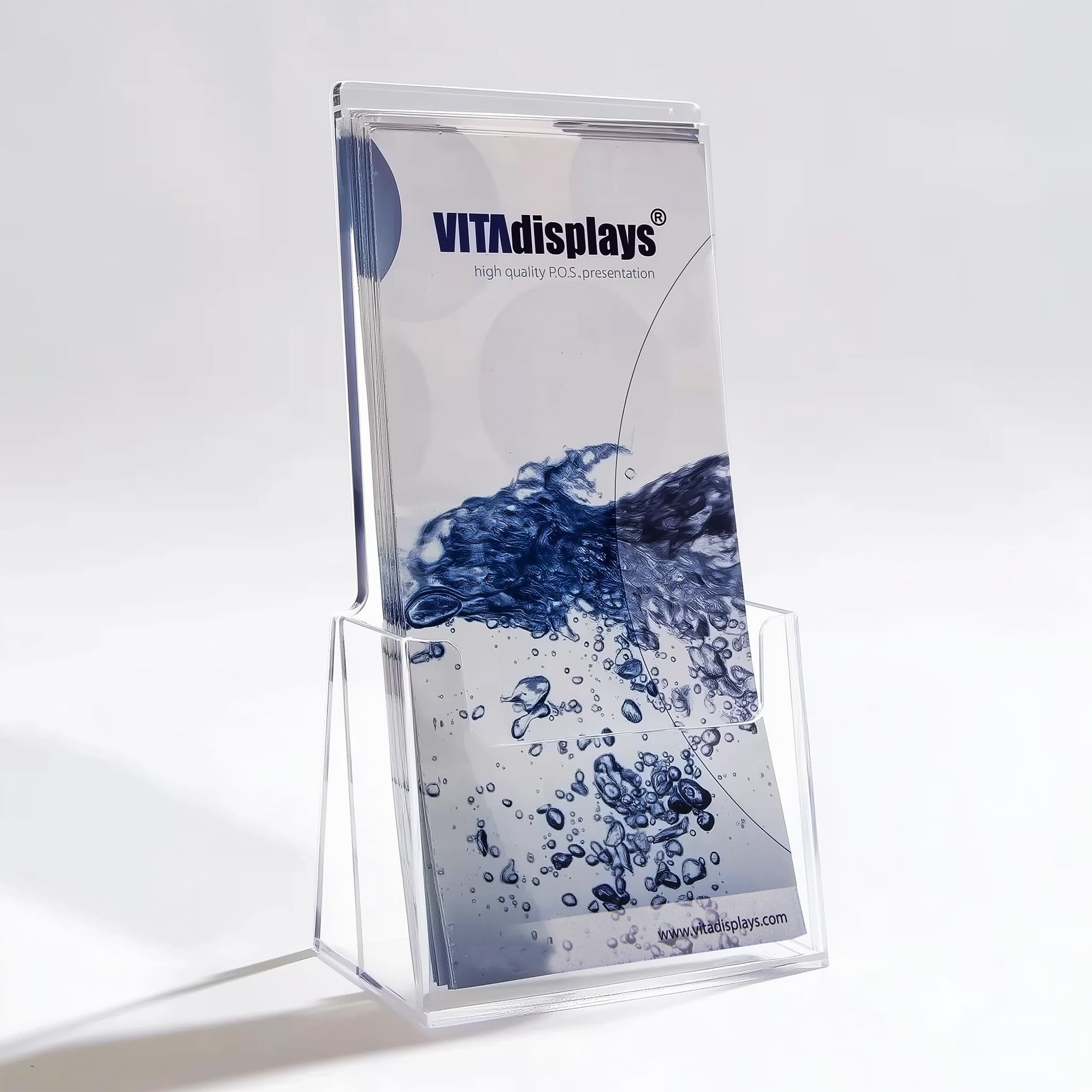 VITAdisplays 10 x DIN Long (DL) Table Brochure Stand as Flyer Stand, Brochure Holder, Transparent Brochure Stand