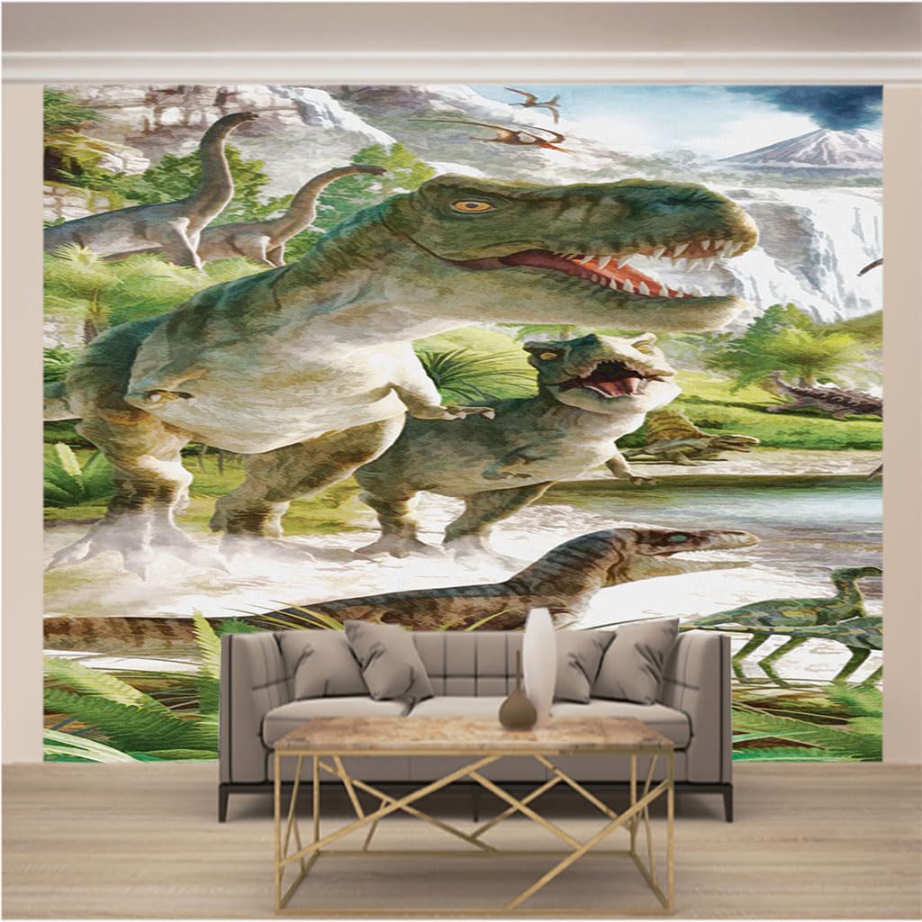 Papier Peint Effet Murale Dinosaure 3D Grand Format pour Grand Mur