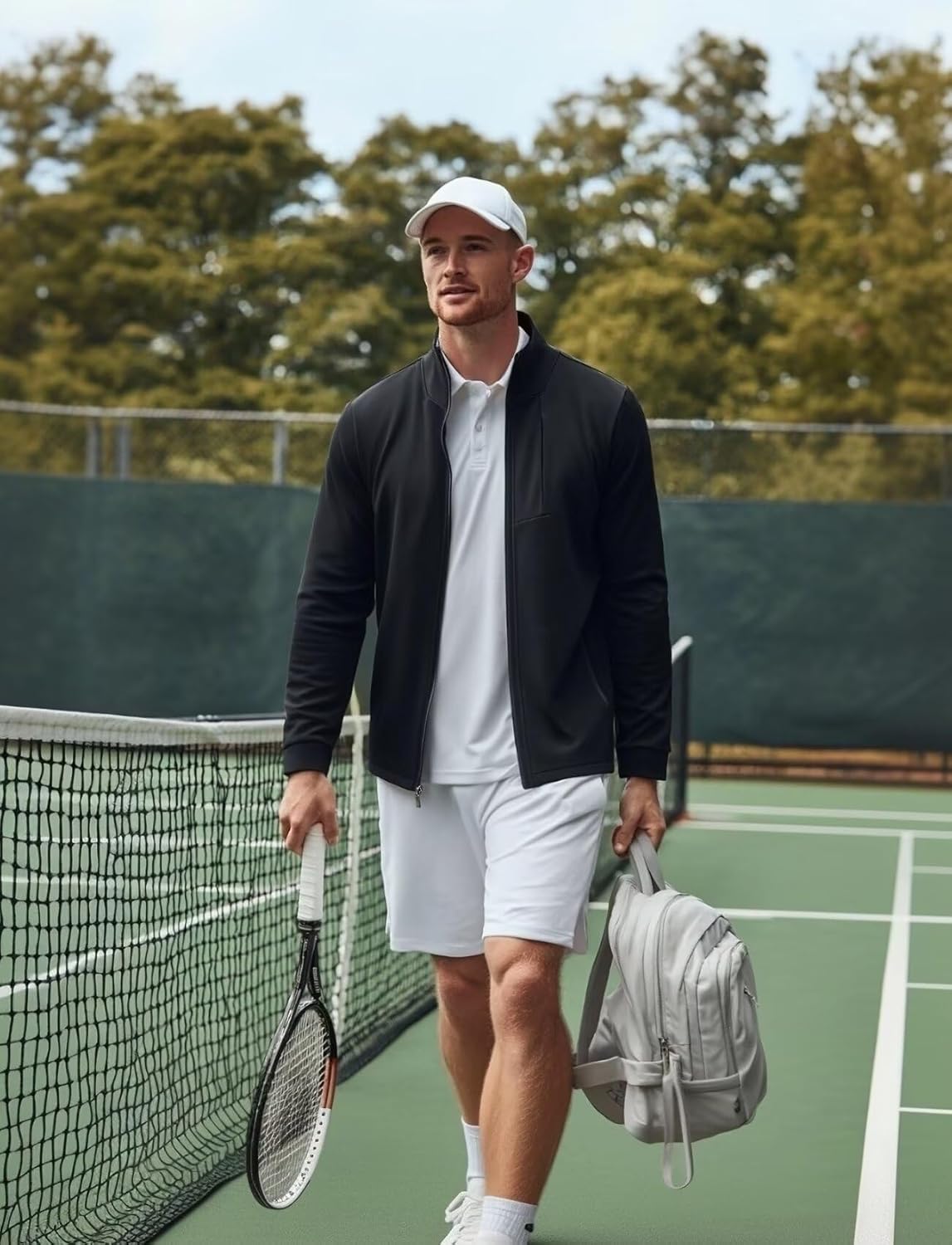 Zengjo Men's Track Jackets Full-Zip Athletic Jacket Sweatshirt Mock Neck with Zipper Pockets - Image 3