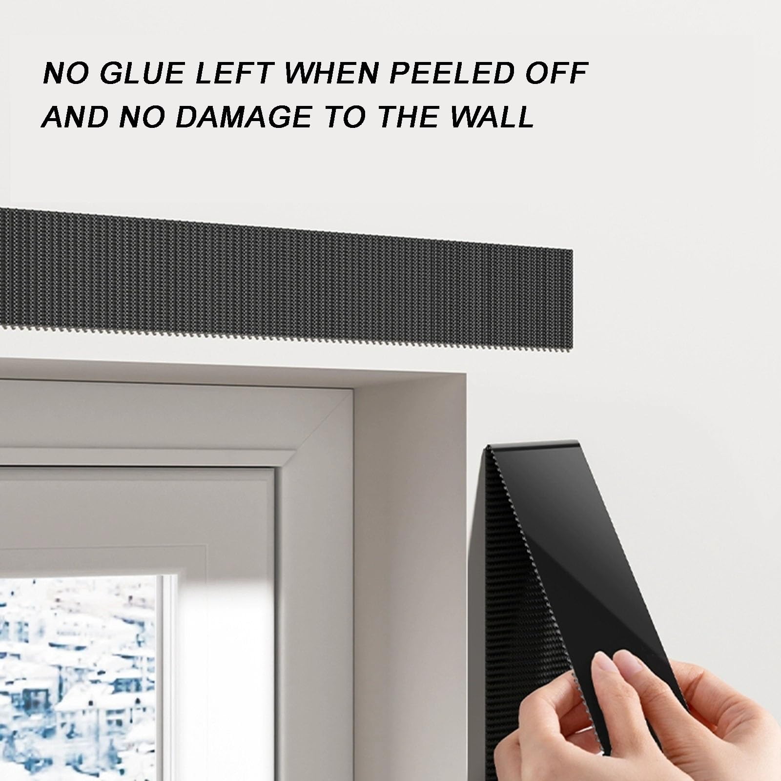 Transparente Winddichte Thermovorhang mit Reißverschluss, Winterversiegelte Selbstklebende Thermovorhänge, Robust Und Verschleißfest(Black,110cmX150cm)