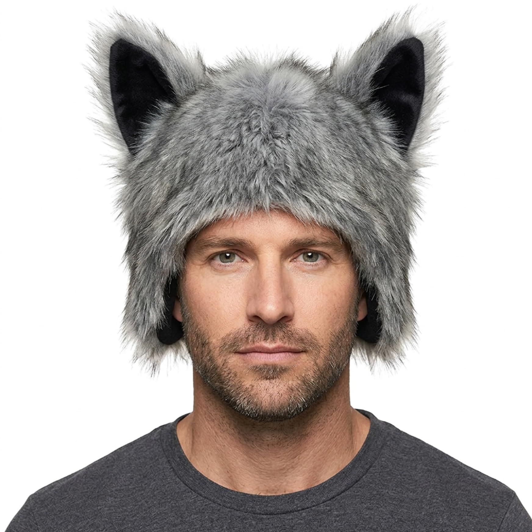 Bonalake Wolf Hat Warm Cozy Plush Animal Hat Winter Beanie for Cold Weather, Cosplay and Outdoor Activities Wolf Beanie