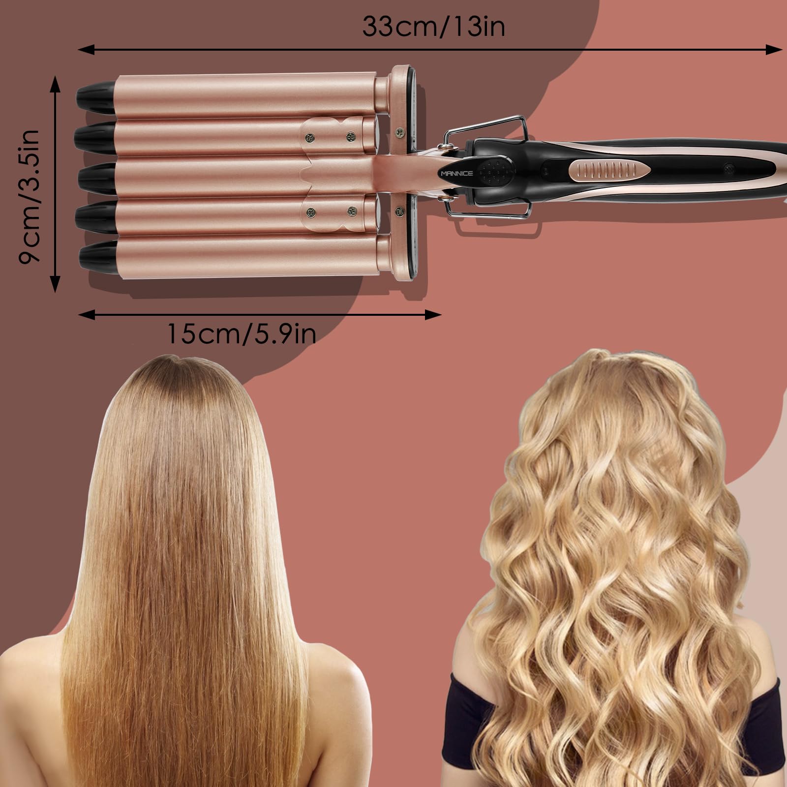 Amazon.com: 5 Barrel Hair Crimpers and Wavers, Fast Heat  display picture 3