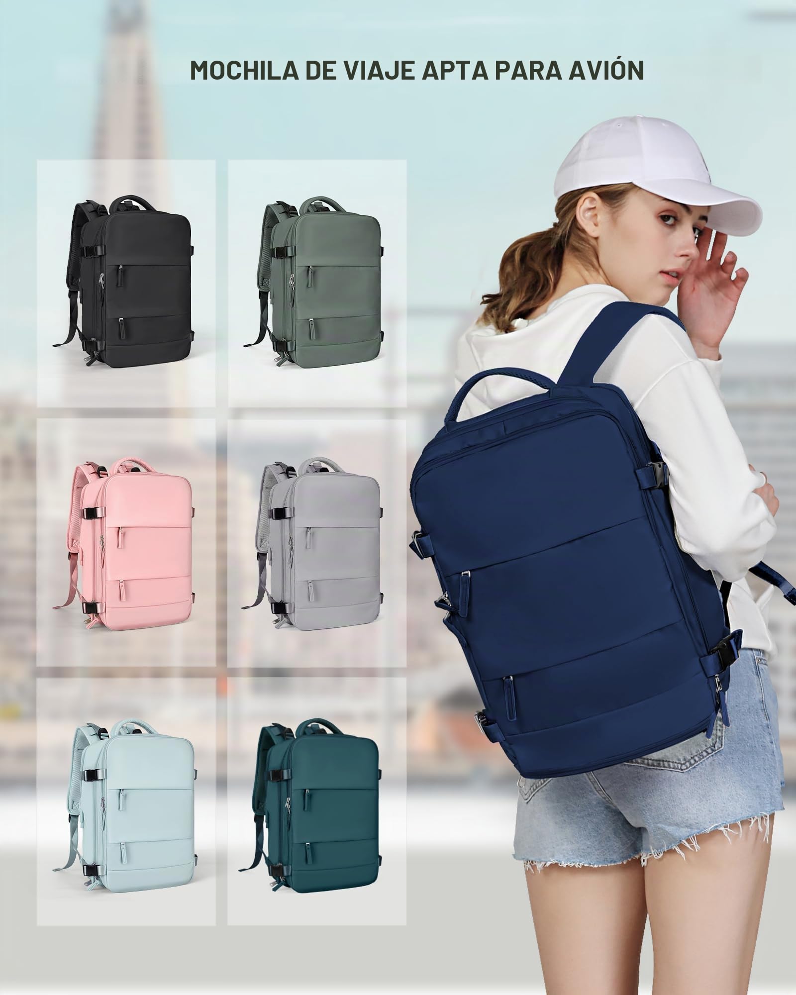 SZLX Mochila al Vacio con Bomba Equipaje de Mano 40x30x20 Ryanair Vueling Wizzair Easyjet Mochila Viaje Cabina Avion 40x20x25 Ryanair Mujer Mochila de transporte Impermeable para Computadora Portátil