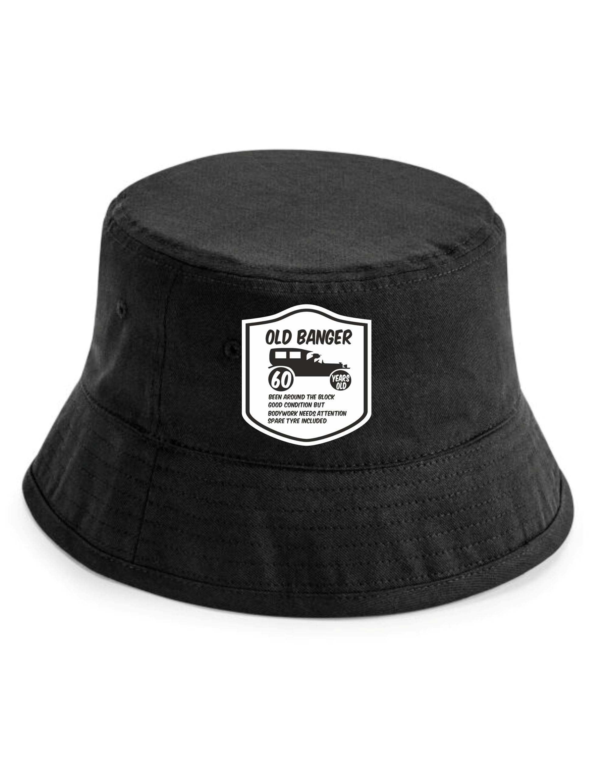 Print4u Unisex Black 60Th Birthday Bucket Hat Old Banger 60 Birthday Gift For 60 Year Old Sm