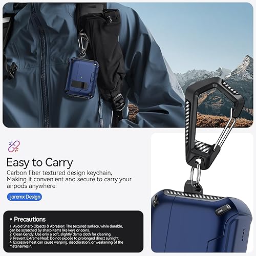 Miniatura 6 de Funda para AirPods Pro 2 (202320222019) con soporte para teléfono, (con interruptor a presión automático), diseño de fibra de carbono, cubierta de