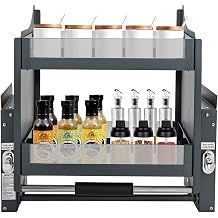 Pull Down Shelf, 2 Tier 26.4Lbs Upper Cabinet Wall Mount Kitchen Organizer