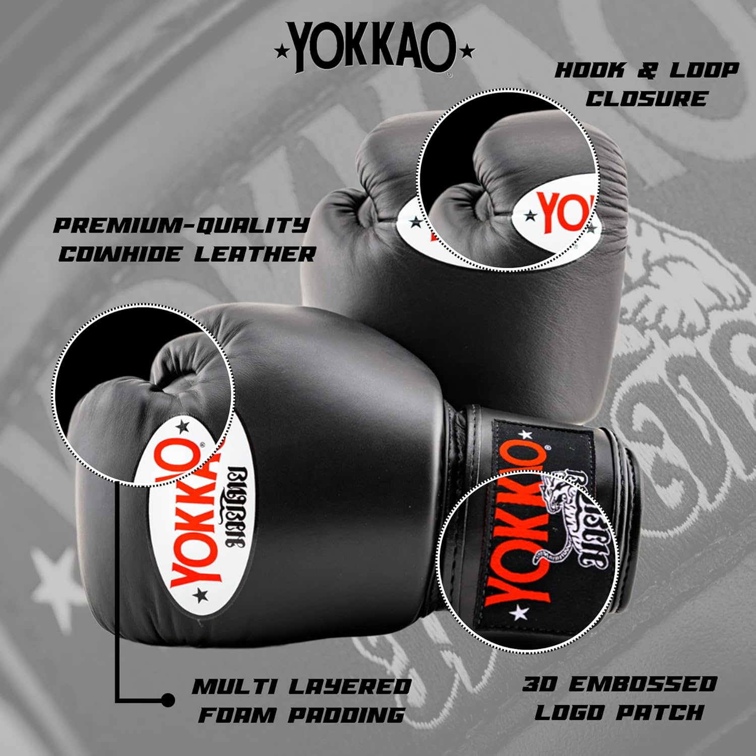 YOKKAO Matrix Breathable Muay Thai Boxing Gloves - Black - 16oz