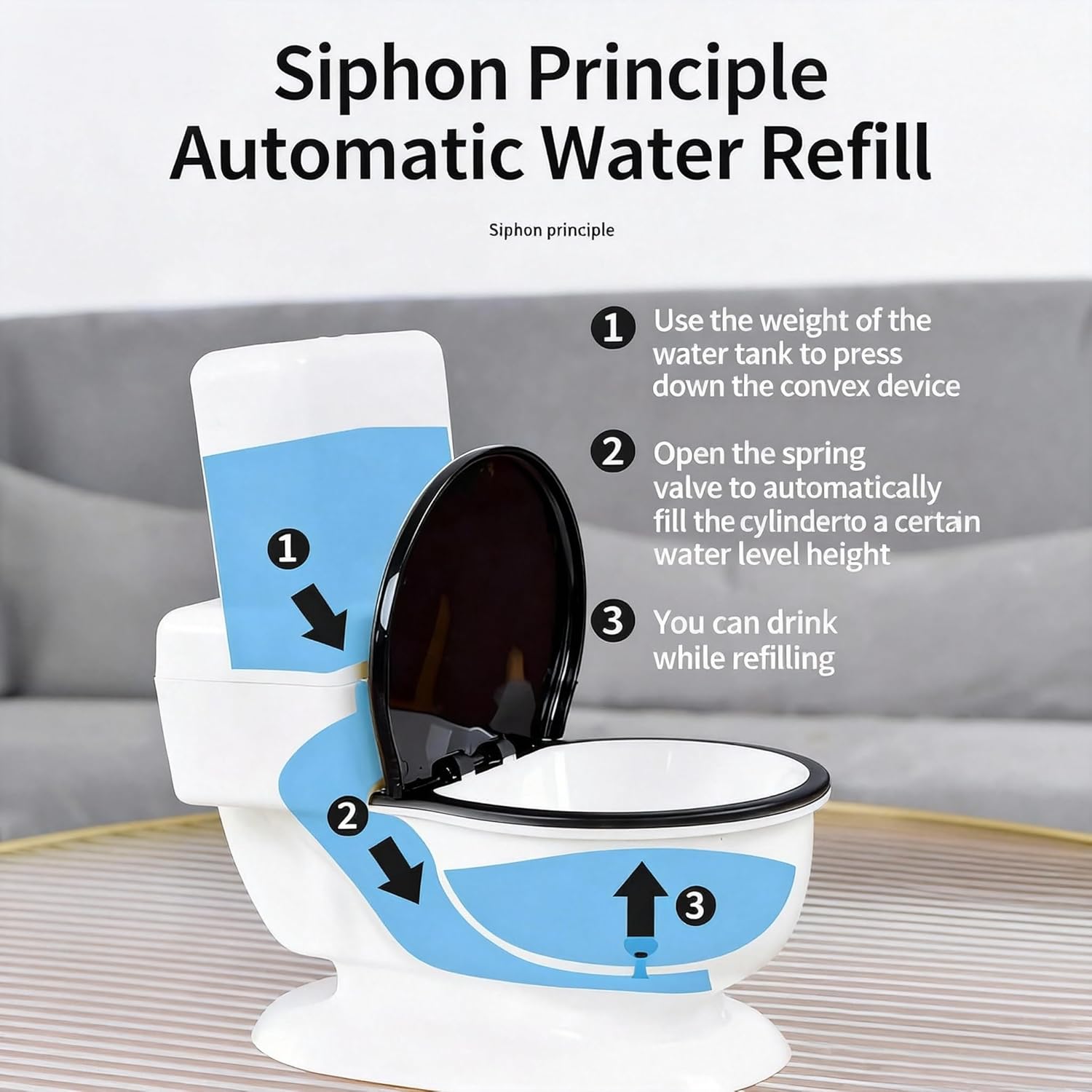 Cat Water Dispenser,Funny Toilet Shaped Pet Gravity Bowl, Automatic Flow No Electricity Needed with Healthy Pets Water Station for Cats and Small/Medium Dogs