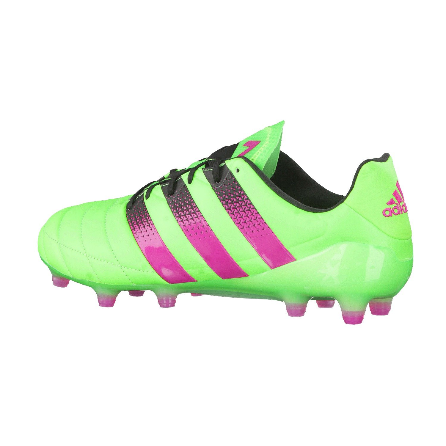 adidas Męskie buty do piłki nożnej Ace 16.1 Fg/Ag Leather, zielony - Zielony Solar Green Shock Pink Core Black - 45 1/3 EU