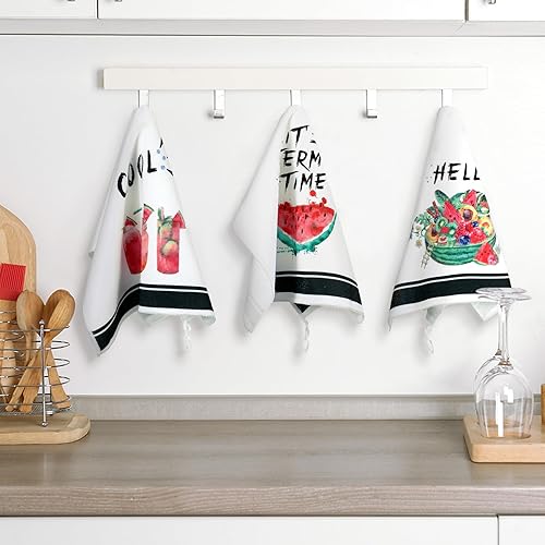 Miniatura 2 de Honoson 4 paños de cocina de sandía para el verano, estilo casa de campo, toalla decorativa de cocina absorbente de sandía a cuadros para cocina,