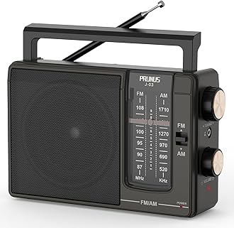 J-03 AM FM Radio Portable Plug in Wall or AA Battery Operated for Home&Outdoor, Large Speaker Excellent Sound, Excellent Reception 49cm ant, Large Tuning Knobs for Easy to Use,Gifts for Seniors
