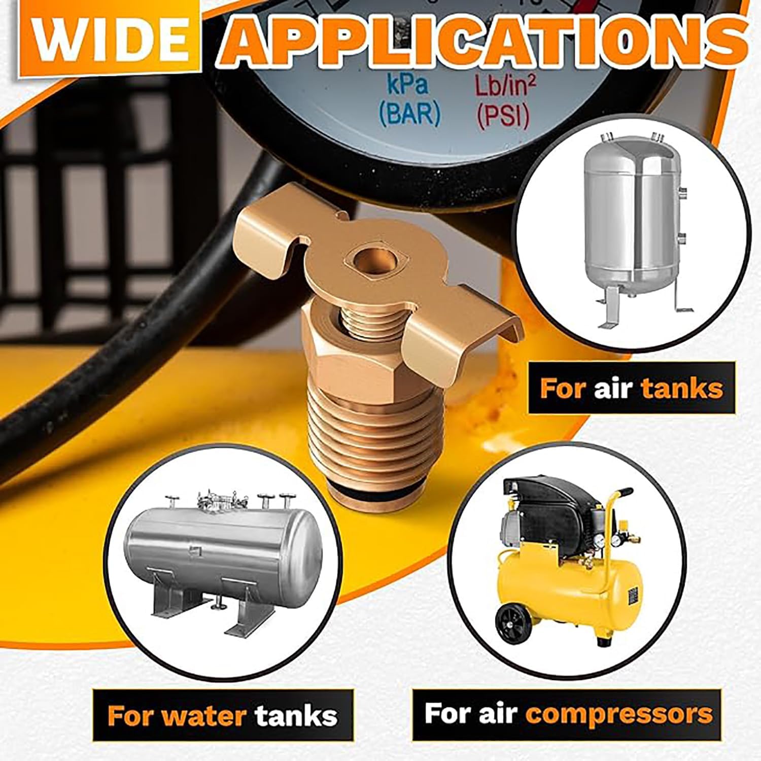 2-Pack 1/4" NPT Brass Air Compressor Drain Valve - Wing Type, Plug Valve for Air Compressors, Storage Tanks, Gas Cylinders